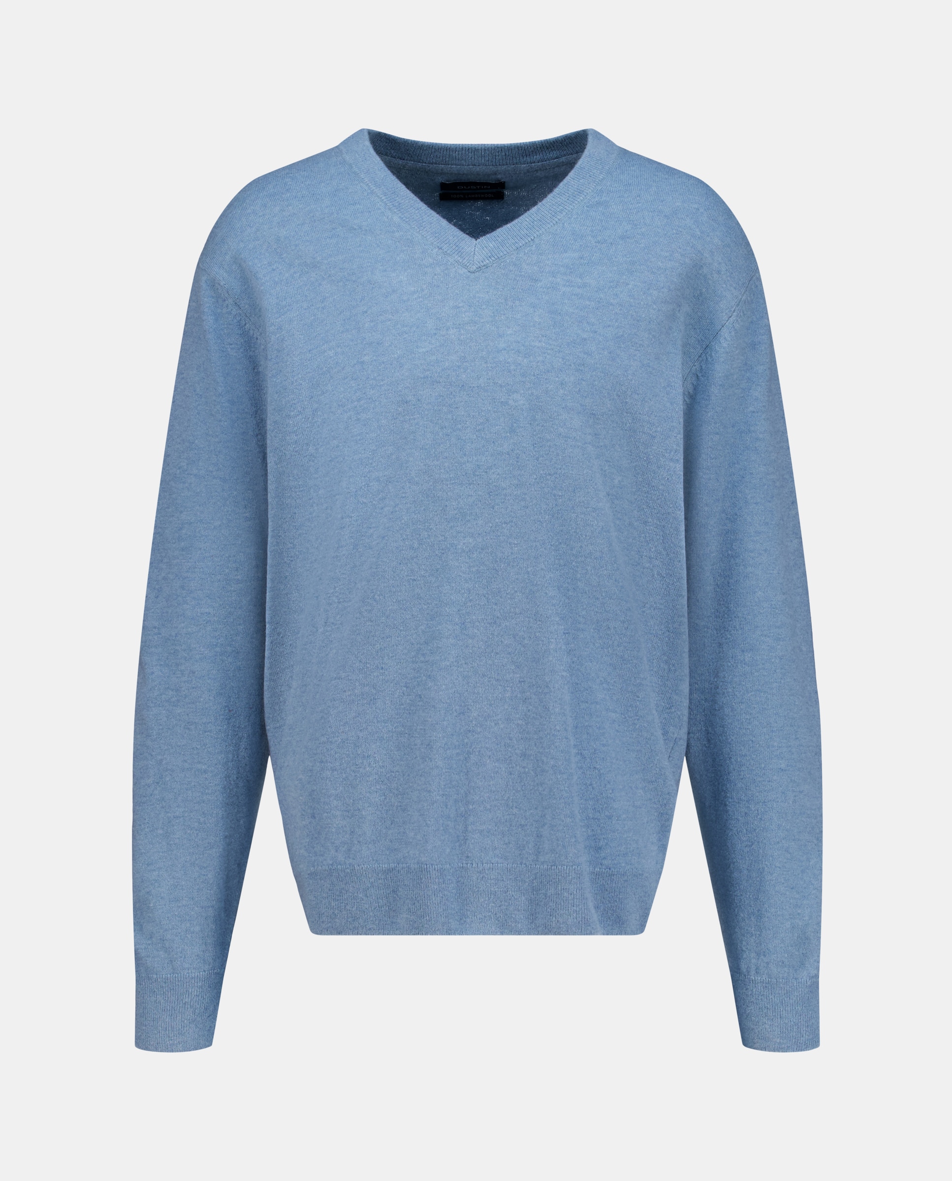 Camisola com Gola em Bico Azul-claro-4