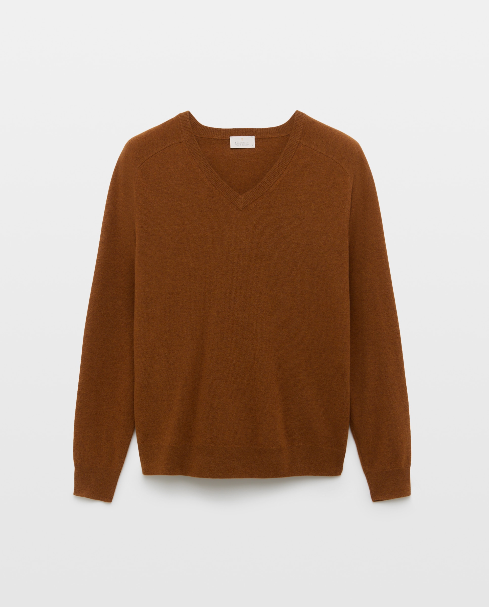 Imagem 0 de Camisola de Malha Lisa com Decote em Bico e em Lã e Caxemira