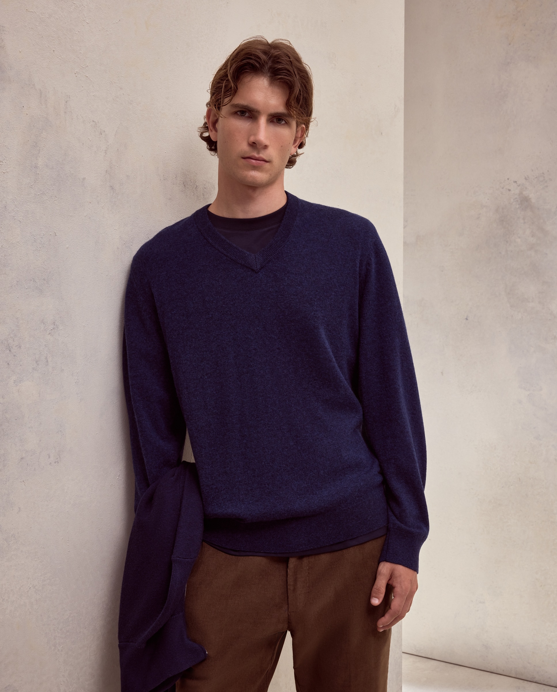 Imagen 1 de Jersey cuello pico liso100% lambswool de hombre - Dustin - Azul marino Azul marino