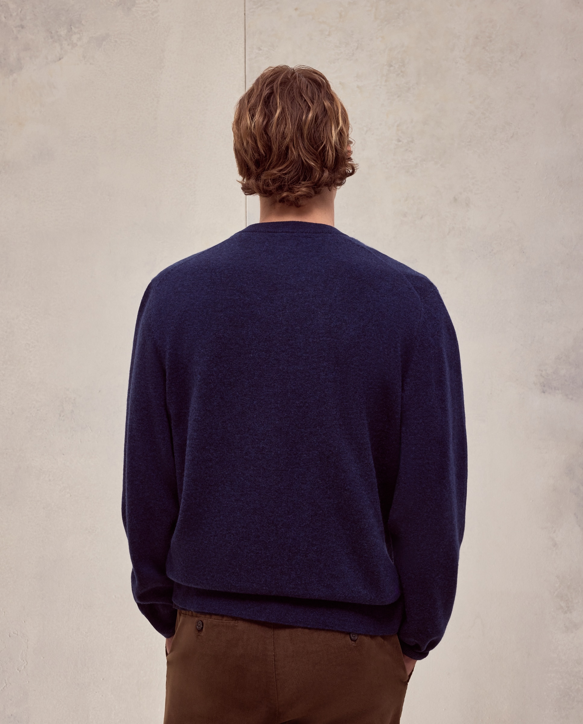 Imagen 3 de Jersey cuello pico liso100% lambswool de hombre - Dustin - Azul marino Azul marino