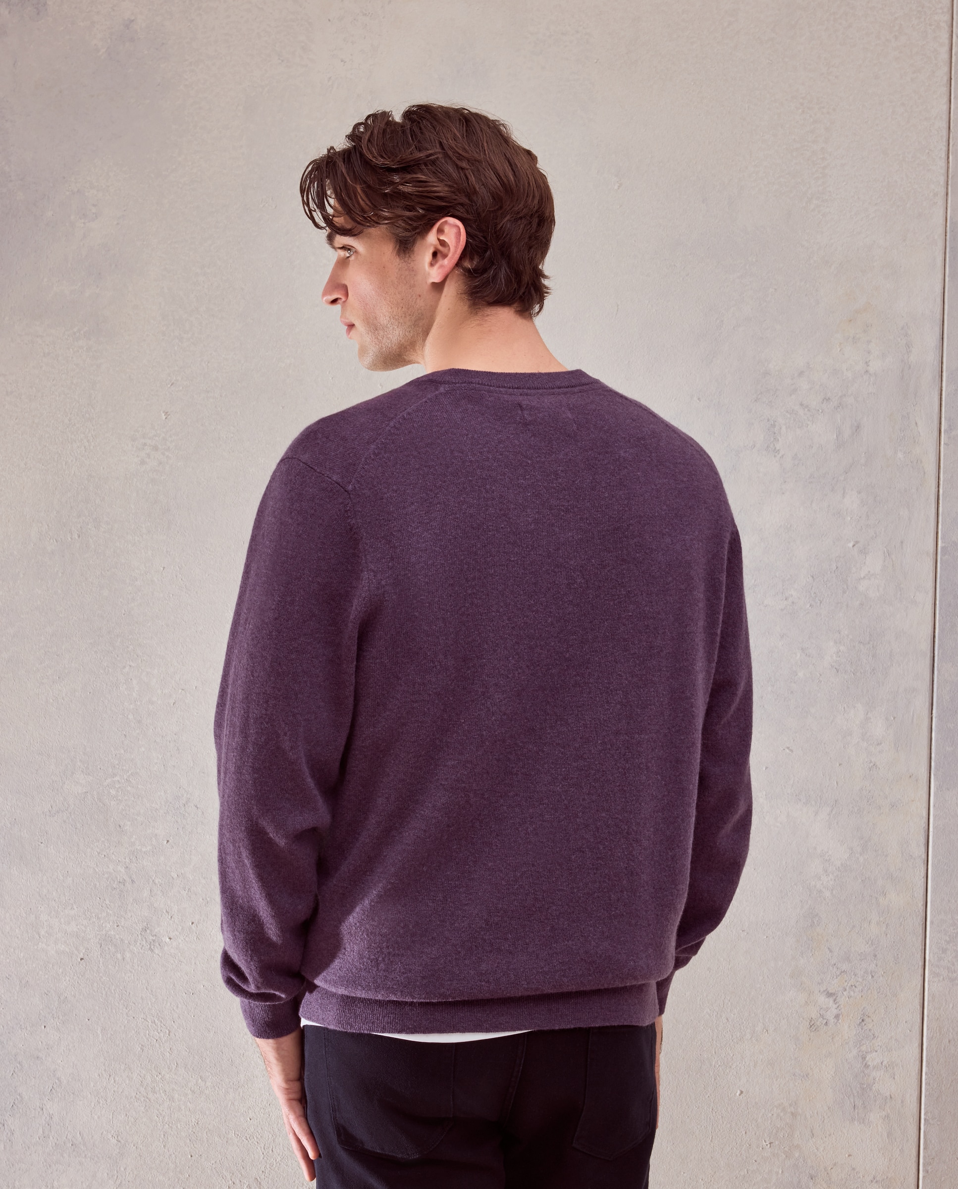 Imagen 3 de Jersey cuello pico liso100% lambswool de hombre - Dustin - Morado Morado