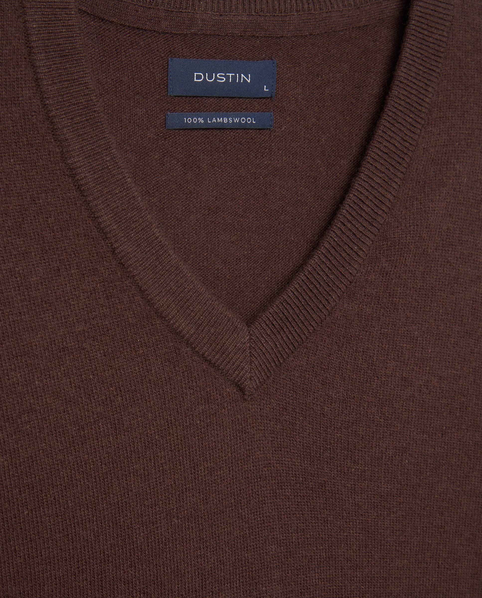 Imagen 5 de Jersey cuello pico liso100% lambswool de hombre - Dustin - Marrón Marrón