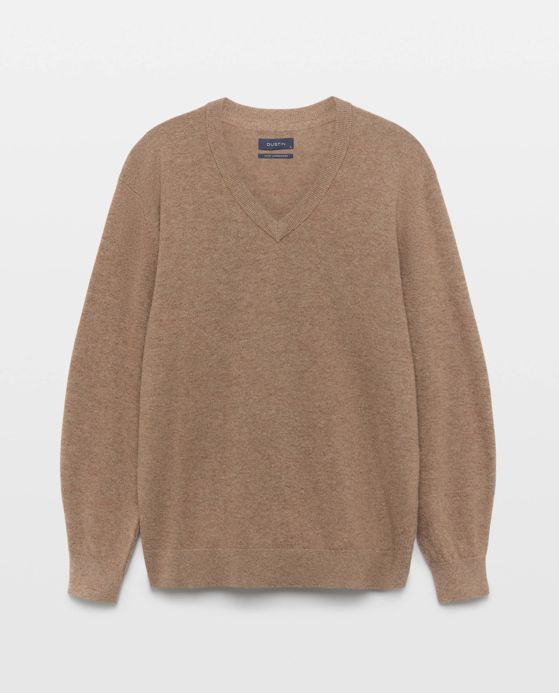Imagen 4 de Jersey cuello pico liso100% lambswool de hombre - Dustin - Marrón claro Marrón claro