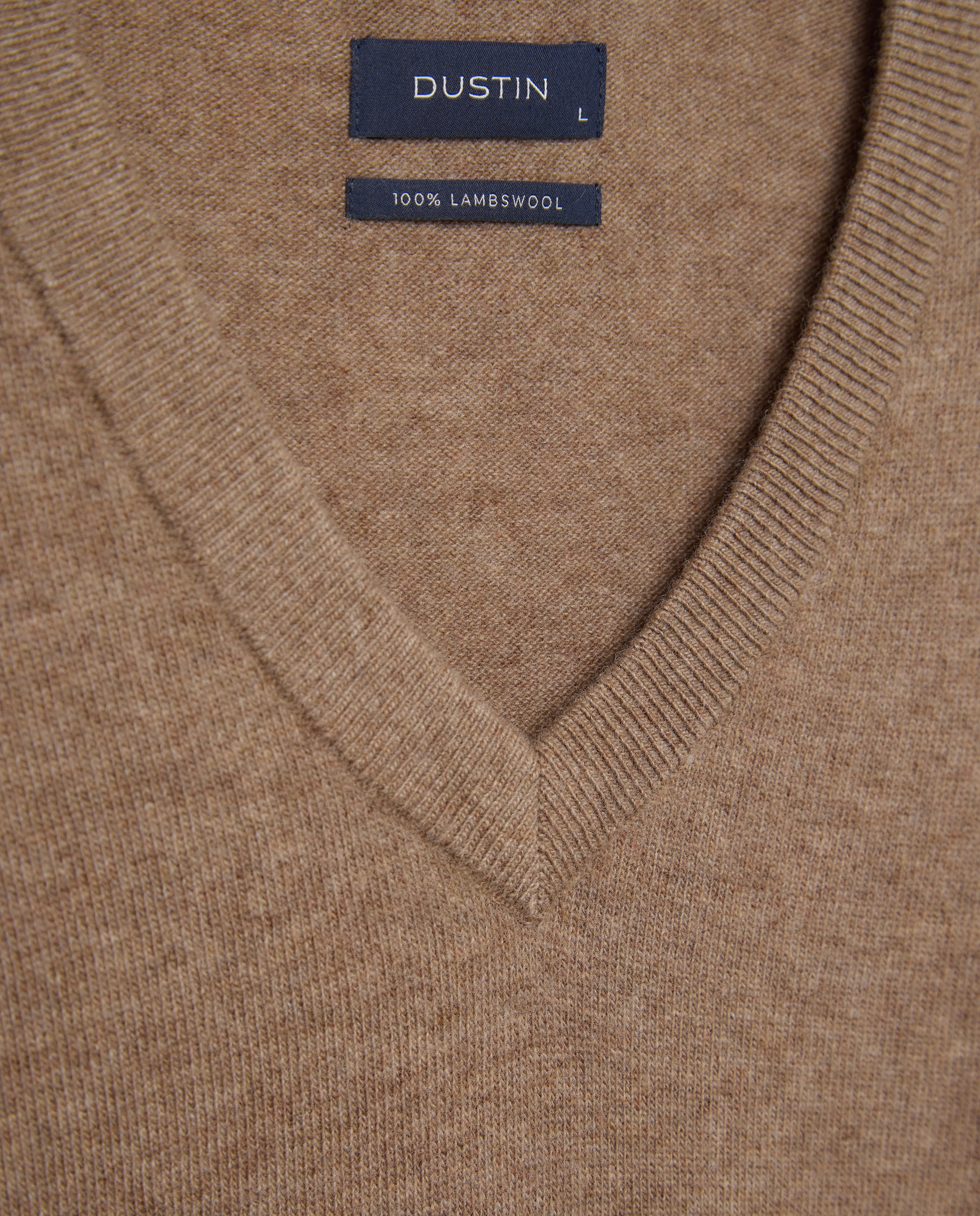 Imagen 5 de Jersey cuello pico liso100% lambswool de hombre - Dustin - Marrón claro Marrón claro