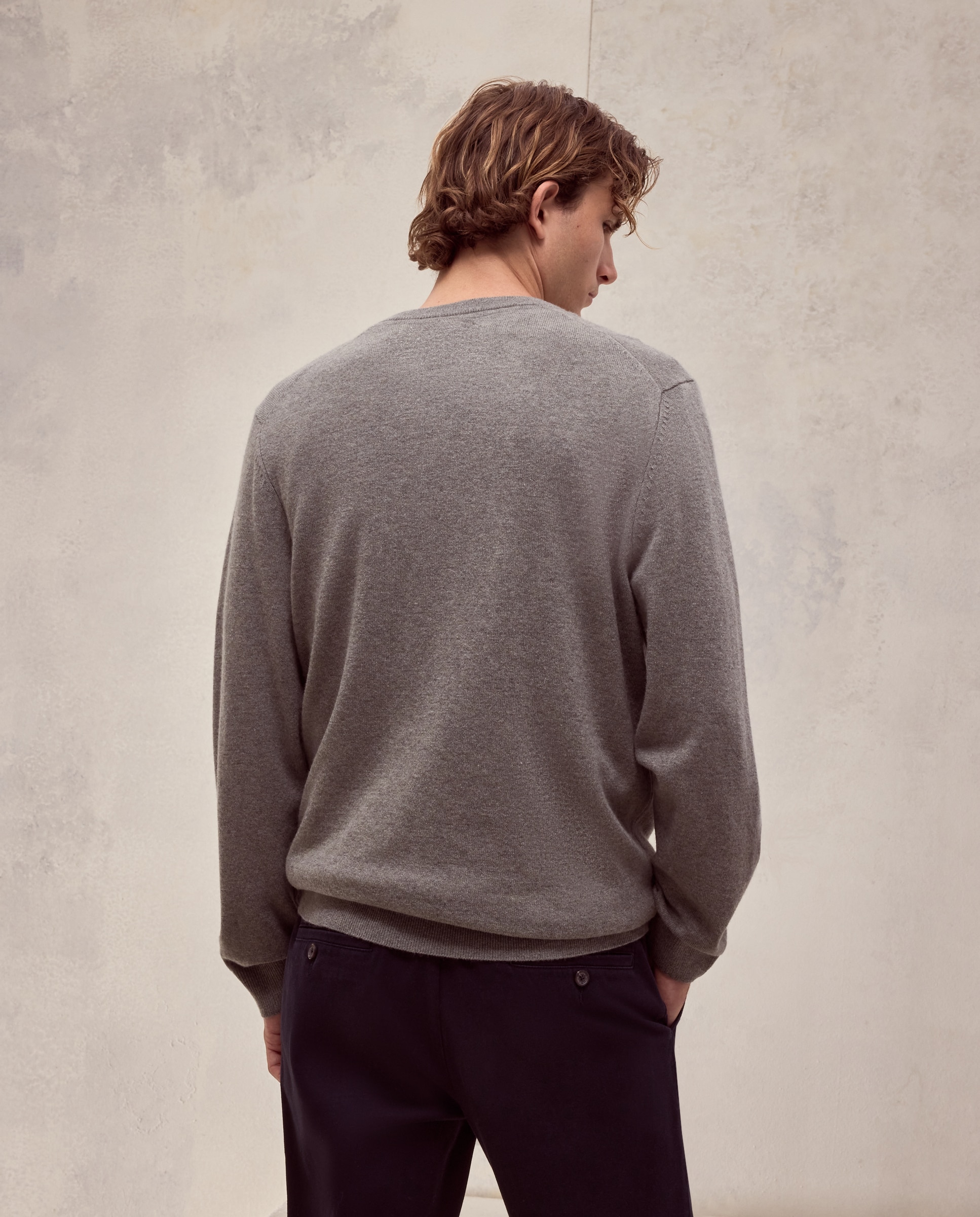 Imagen 3 de Jersey cuello pico liso100% lambswool de hombre - Dustin - Verde claro Verde claro