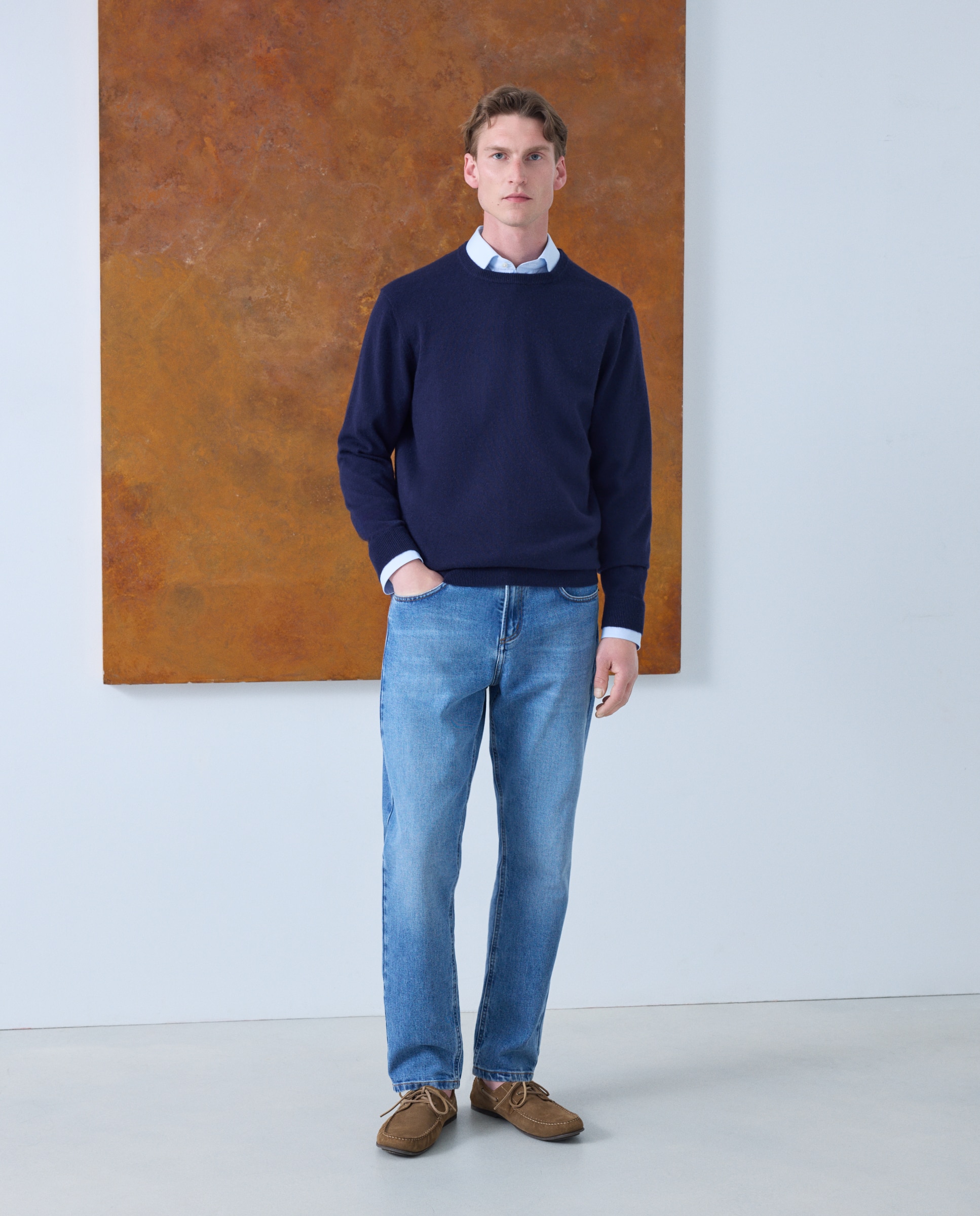 Jersey cuello redondo 100% cashmere de hombre - Emidio Tucci - Azul marino Azul marino-2