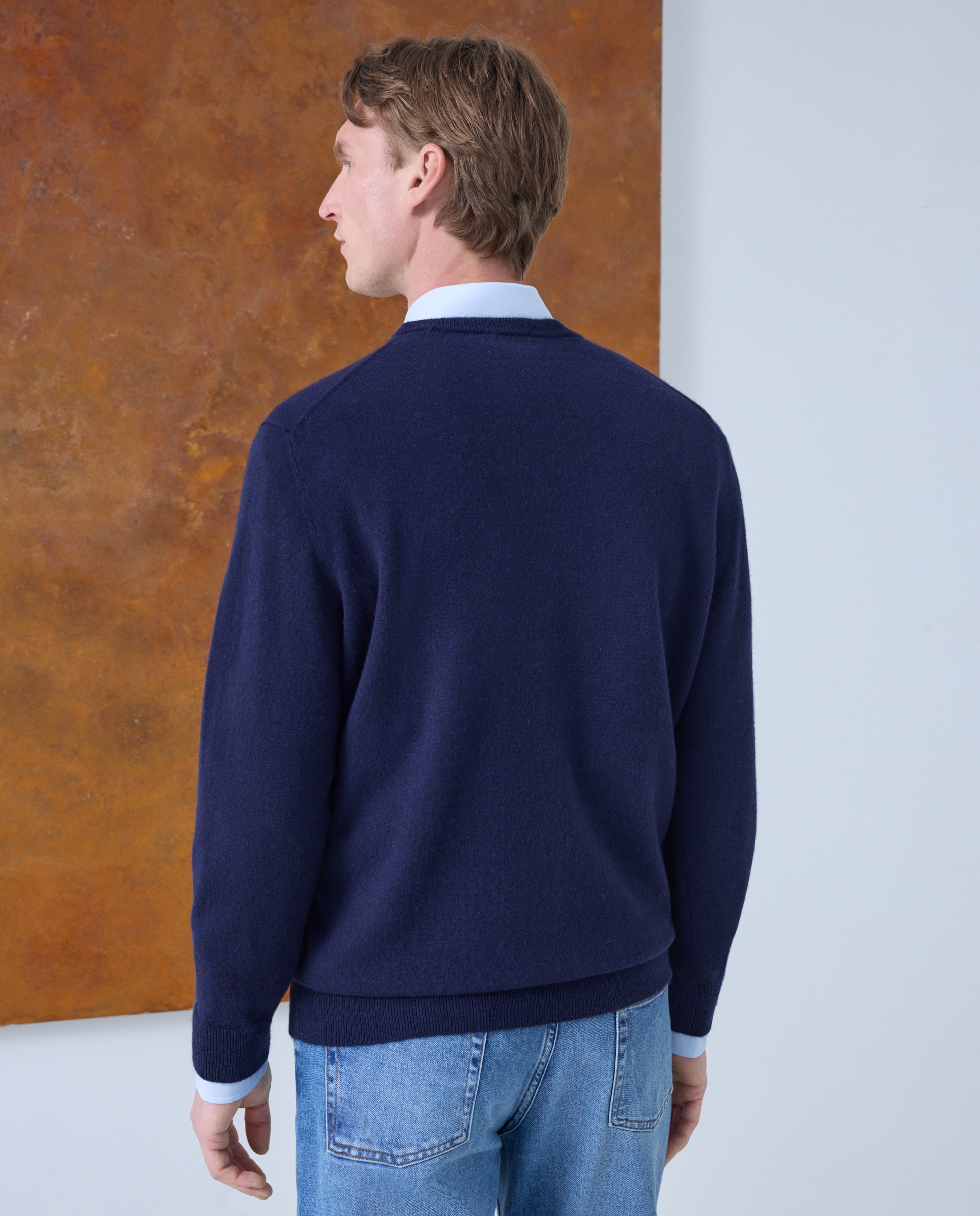 Jersey cuello redondo 100% cashmere de hombre - Emidio Tucci - Azul marino Azul marino-3