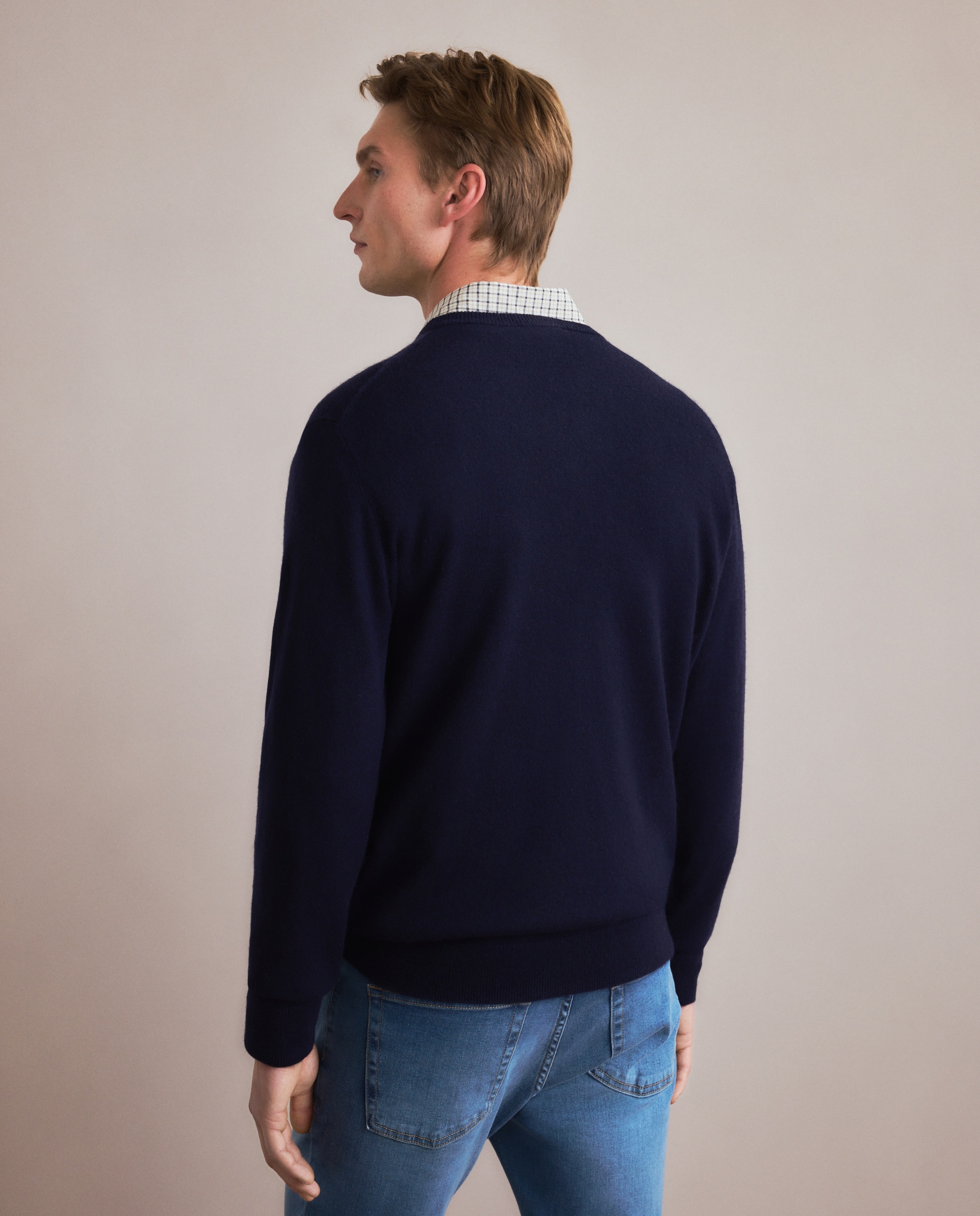 Jersey cuello redondo 100% cashmere de hombre - Emidio Tucci - Azul marino Azul marino-4