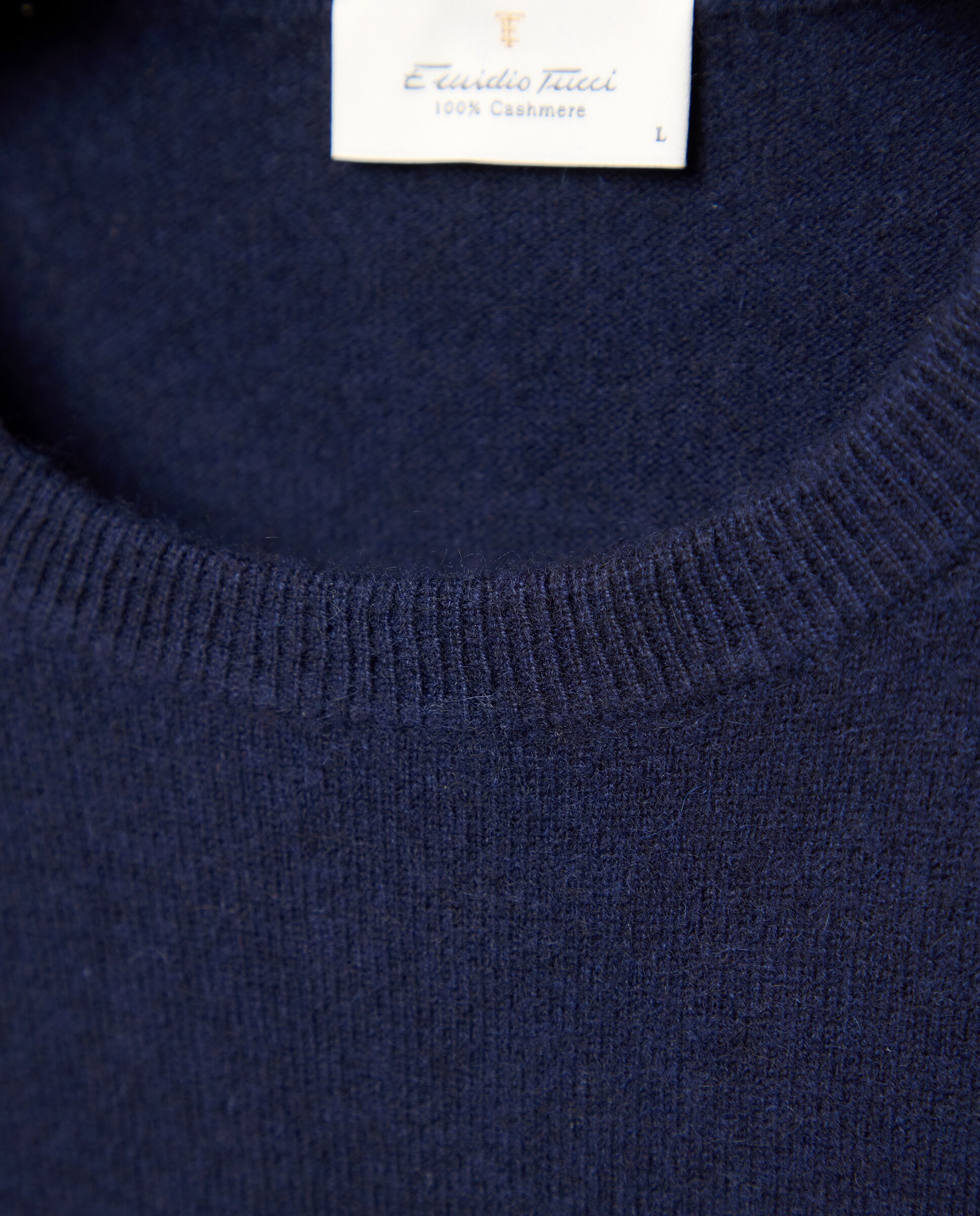 Jersey cuello redondo 100% cashmere de hombre - Emidio Tucci - Azul marino Azul marino-6