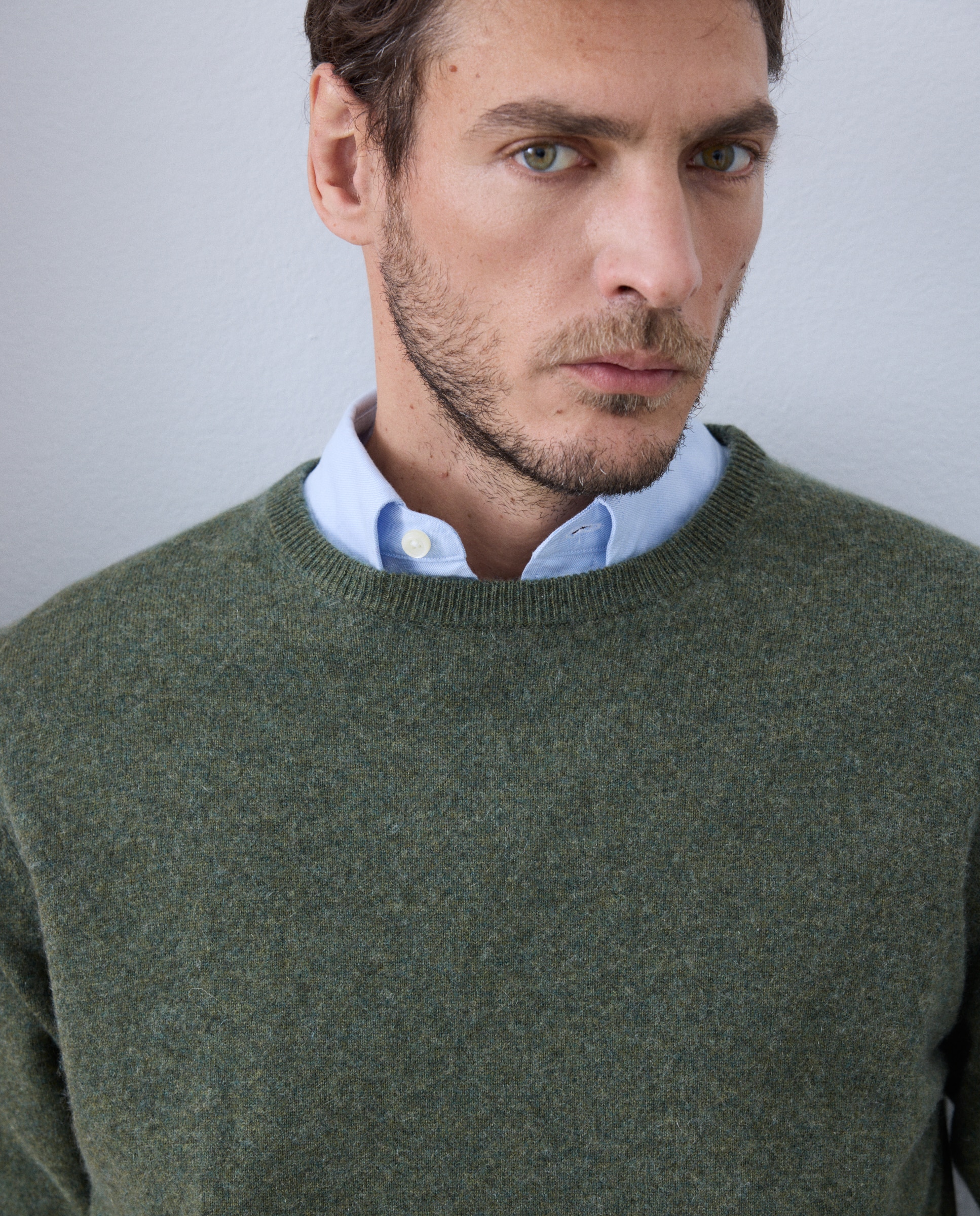 Jersey de hombre de cuello redondo liso cashmere - Emidio Tucci - Kaki Kaki-3