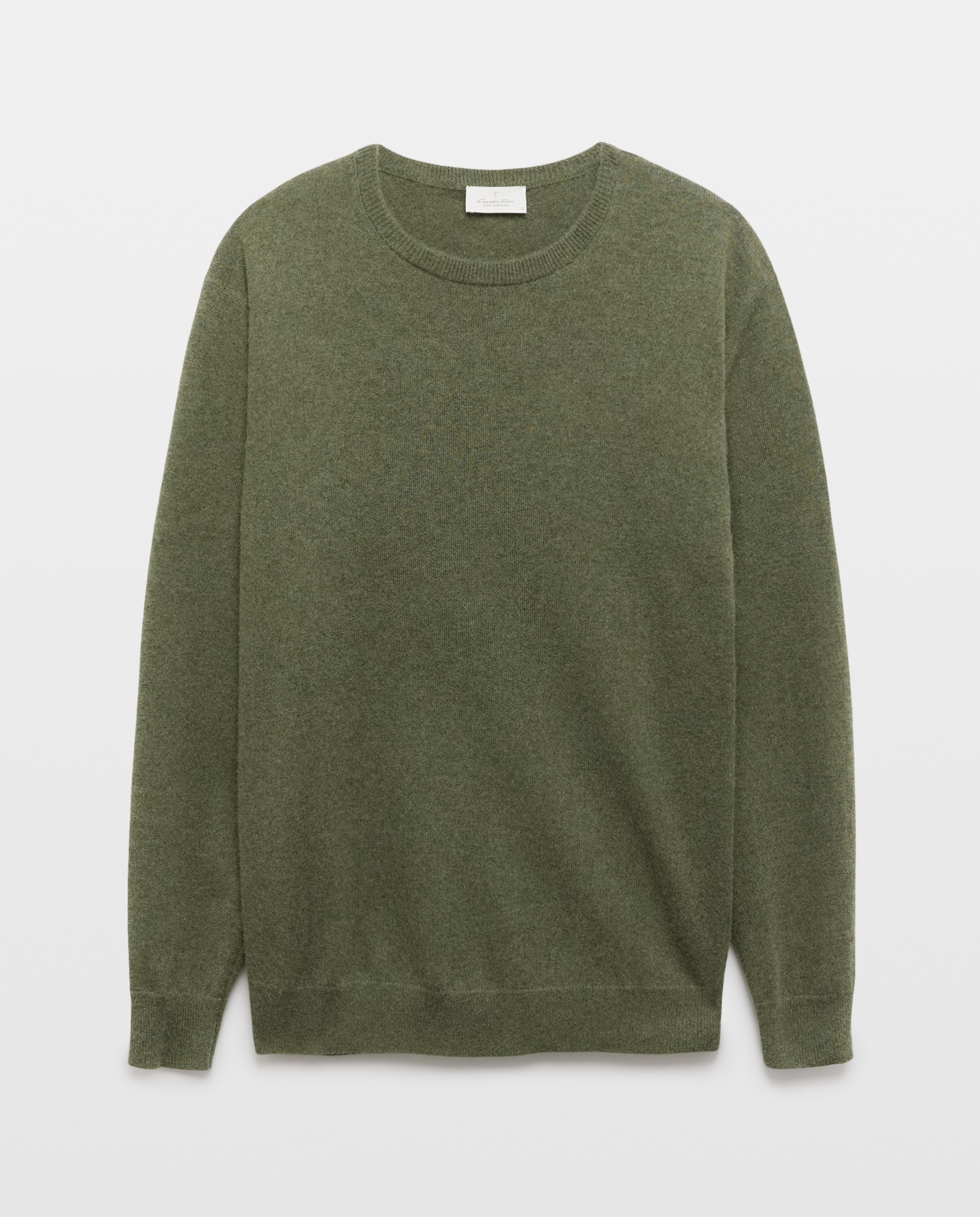 Jersey de hombre de cuello redondo liso cashmere - Emidio Tucci - Kaki Kaki-5