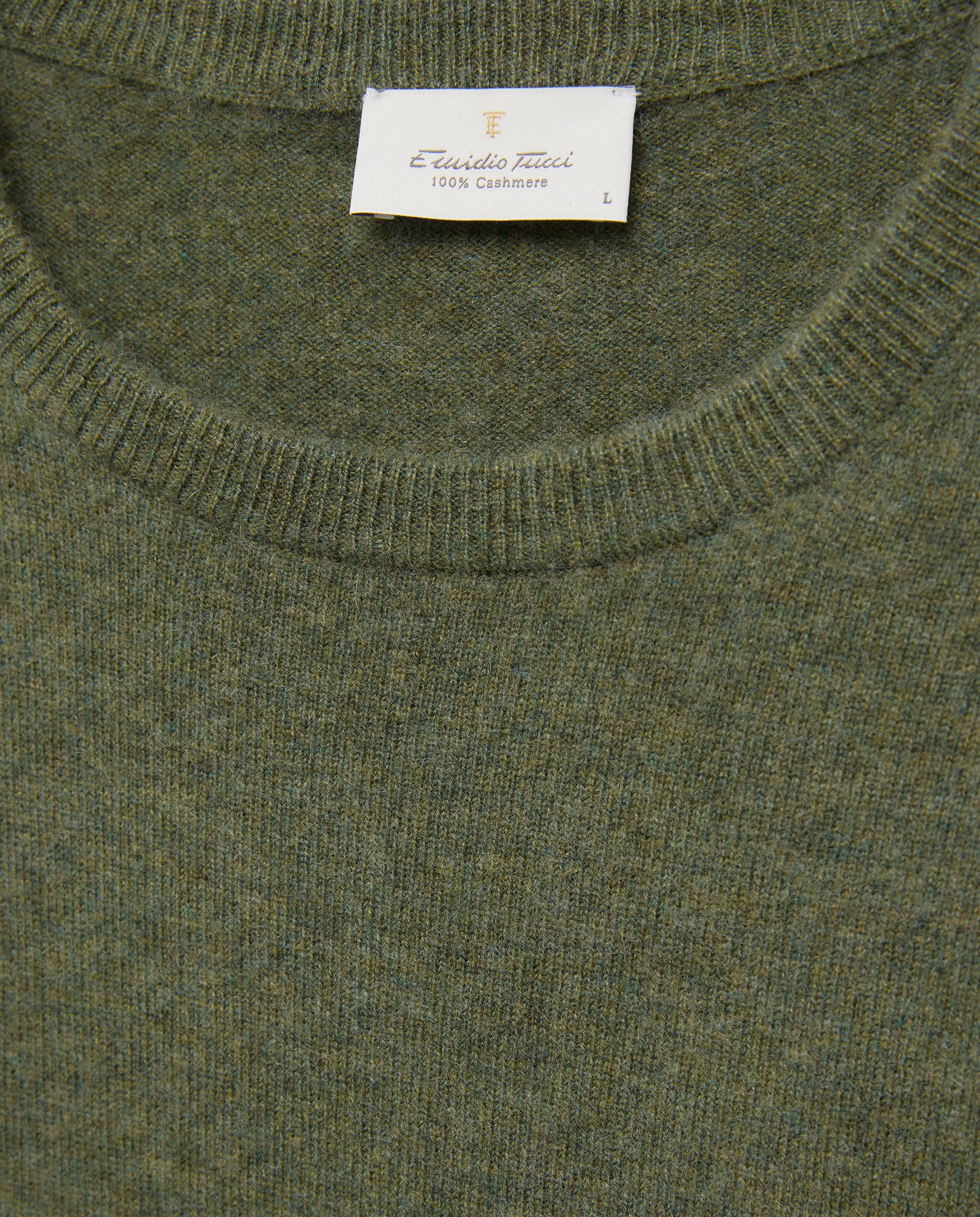 Jersey de hombre de cuello redondo liso cashmere - Emidio Tucci - Kaki Kaki-6