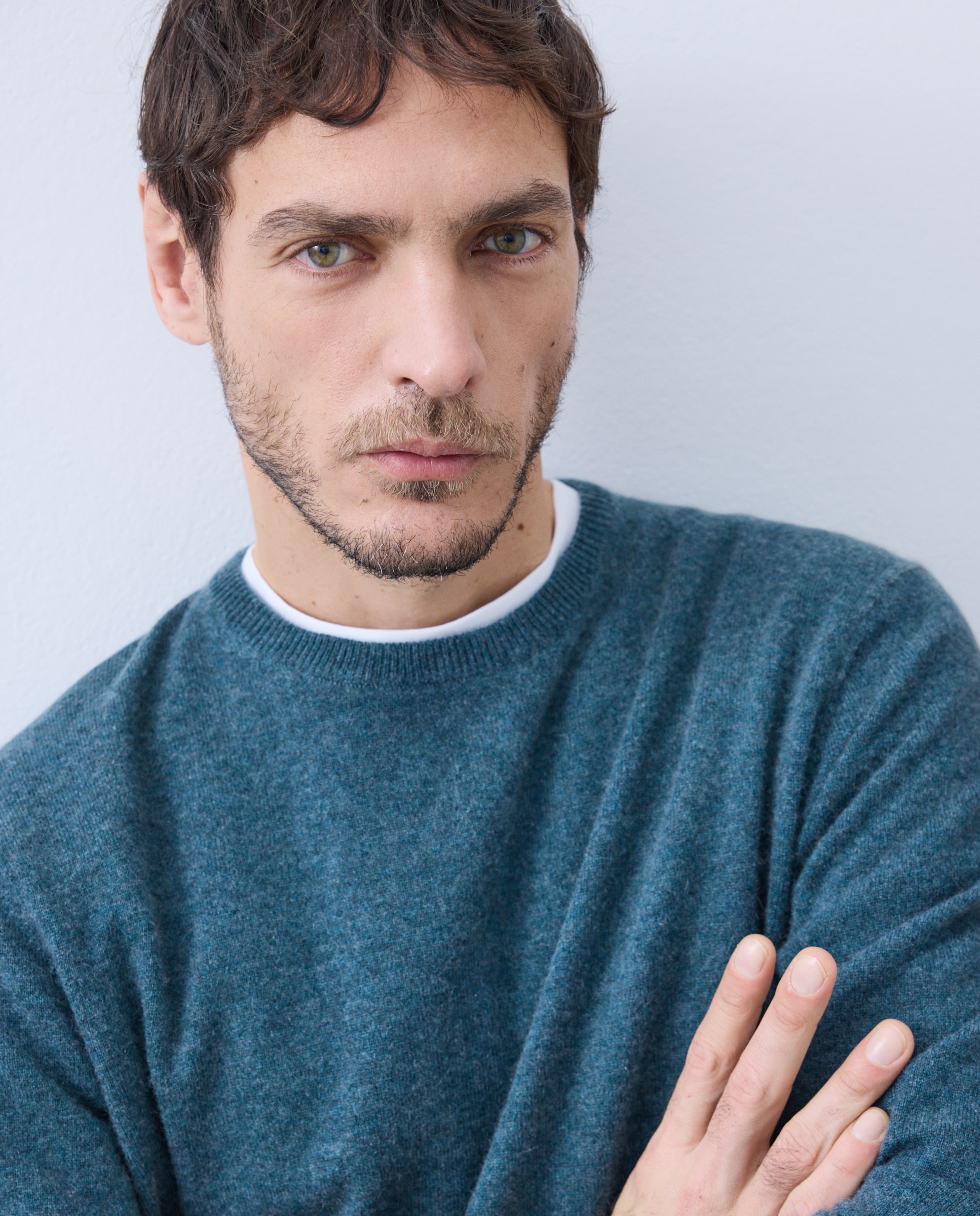 Jersey de hombre de cuello redondo liso cashmere - Emidio Tucci - Verde Verde-3
