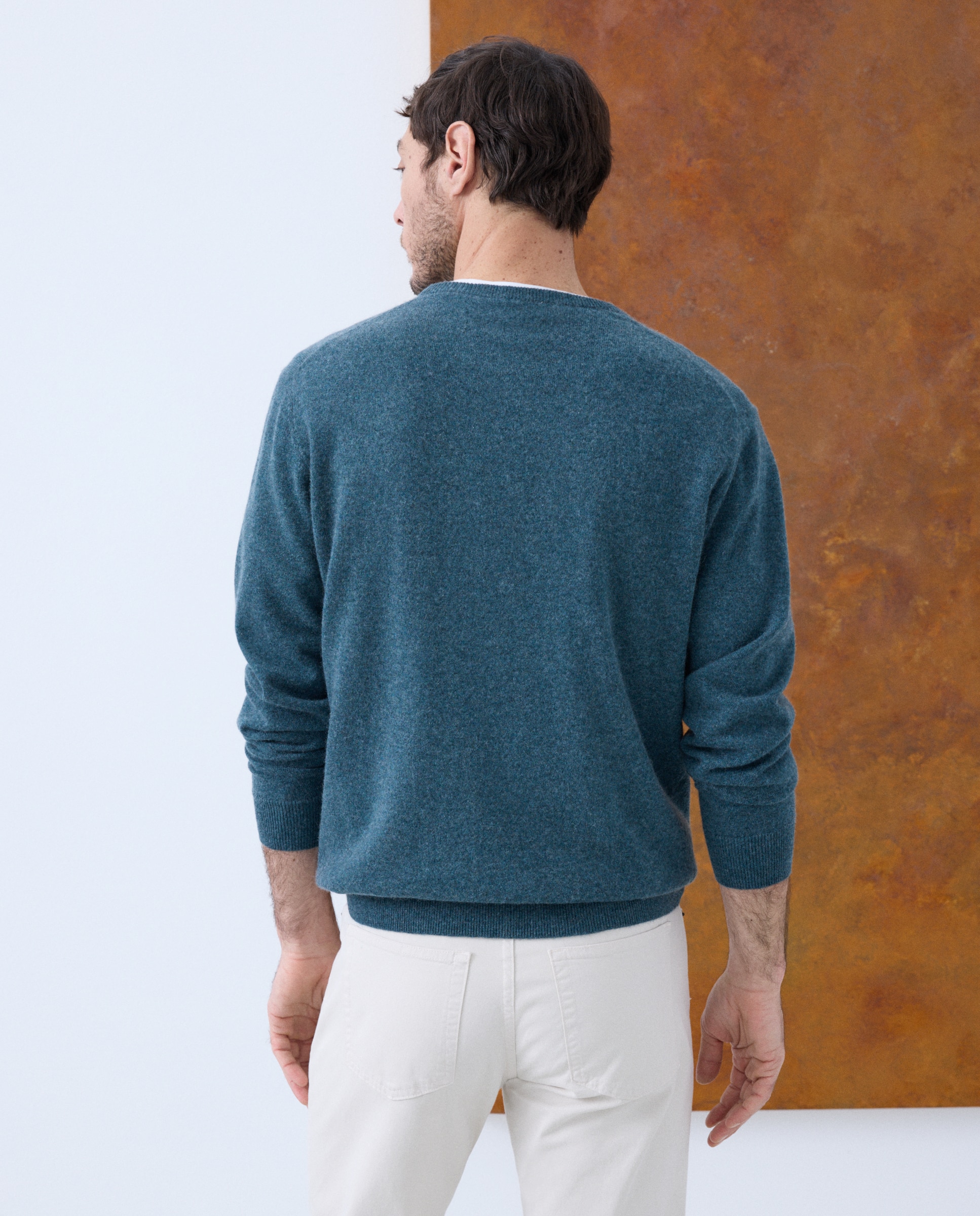 Jersey de hombre de cuello redondo liso cashmere - Emidio Tucci - Verde Verde-4
