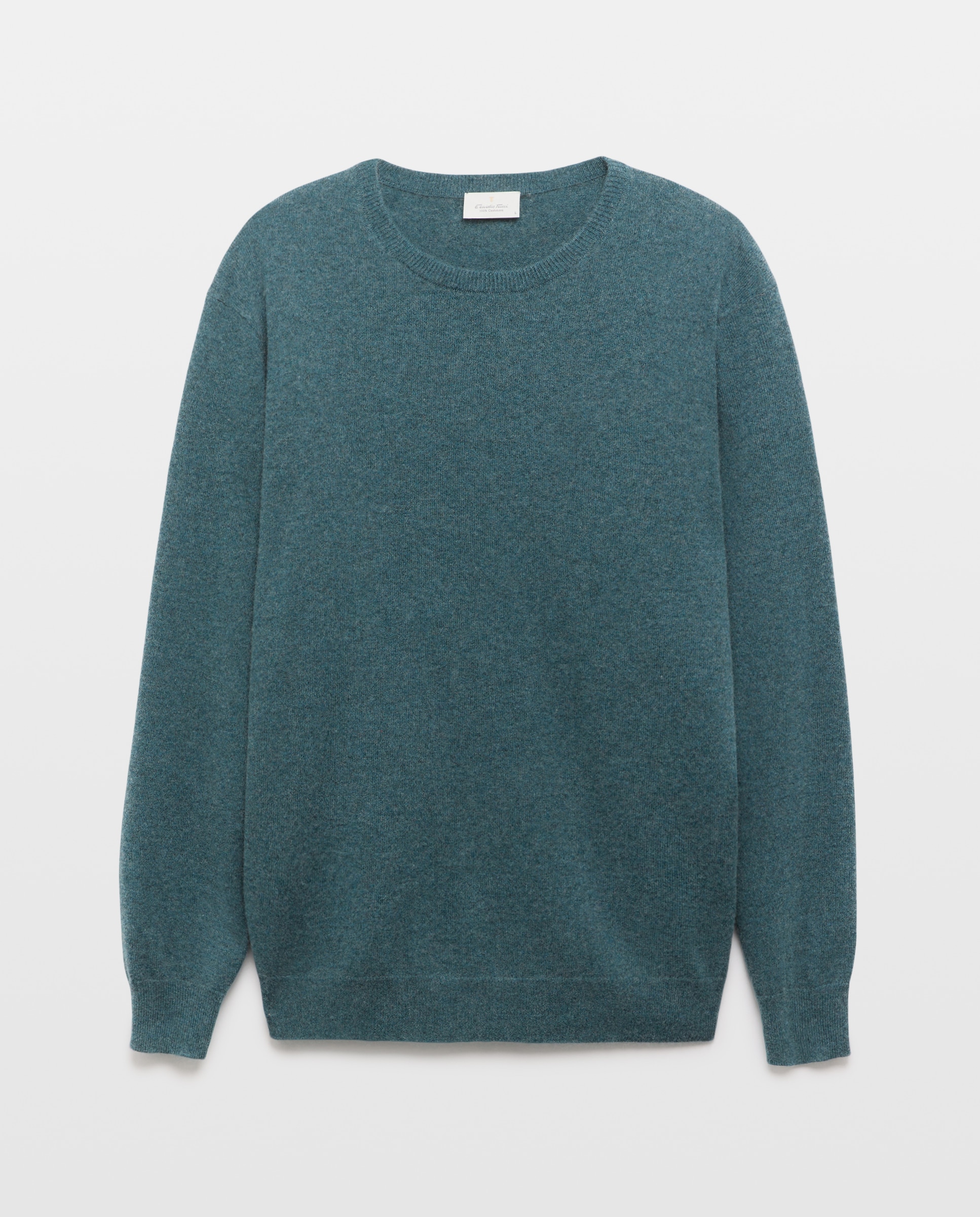 Jersey de hombre de cuello redondo liso cashmere - Emidio Tucci - Verde Verde-5