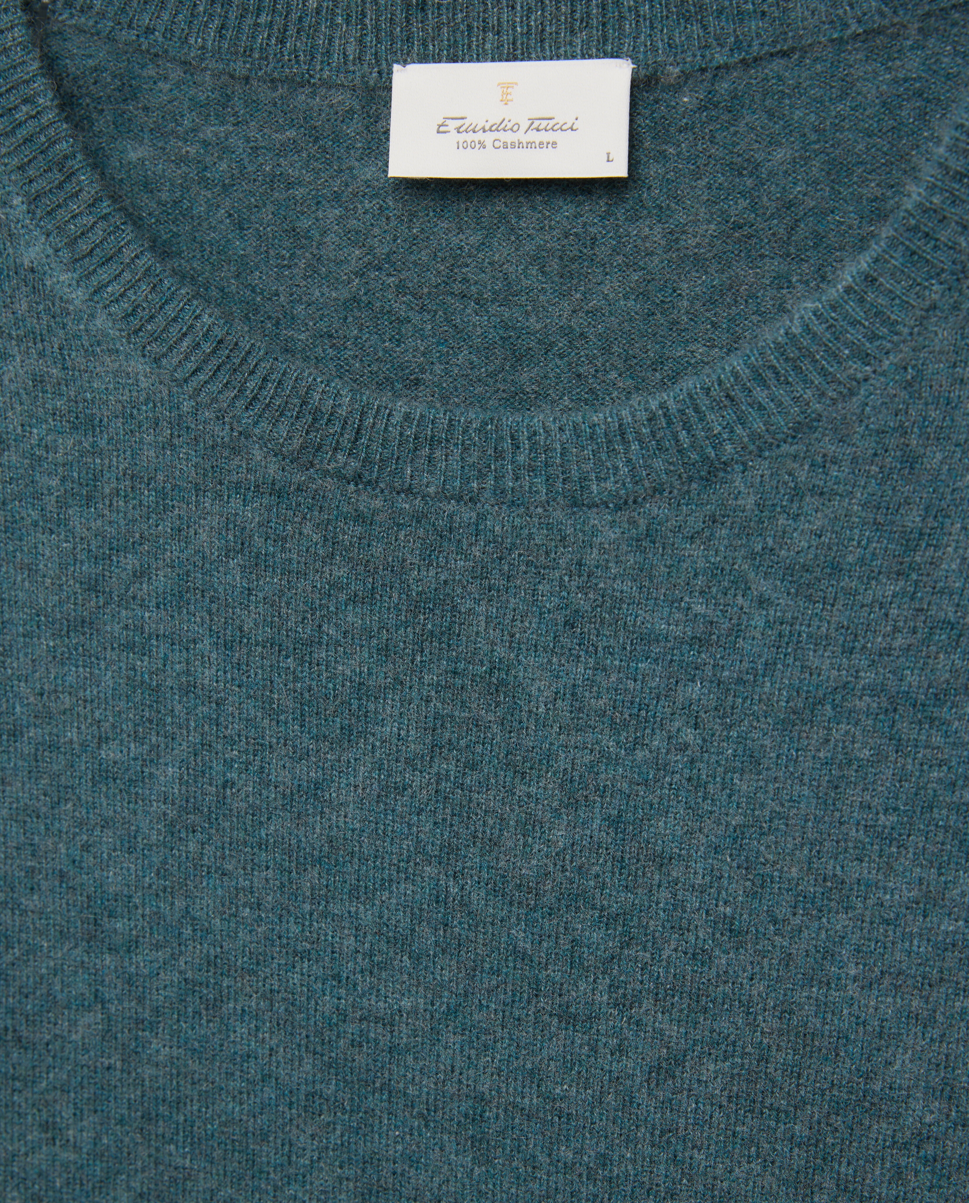 Jersey de hombre de cuello redondo liso cashmere - Emidio Tucci - Verde Verde-6