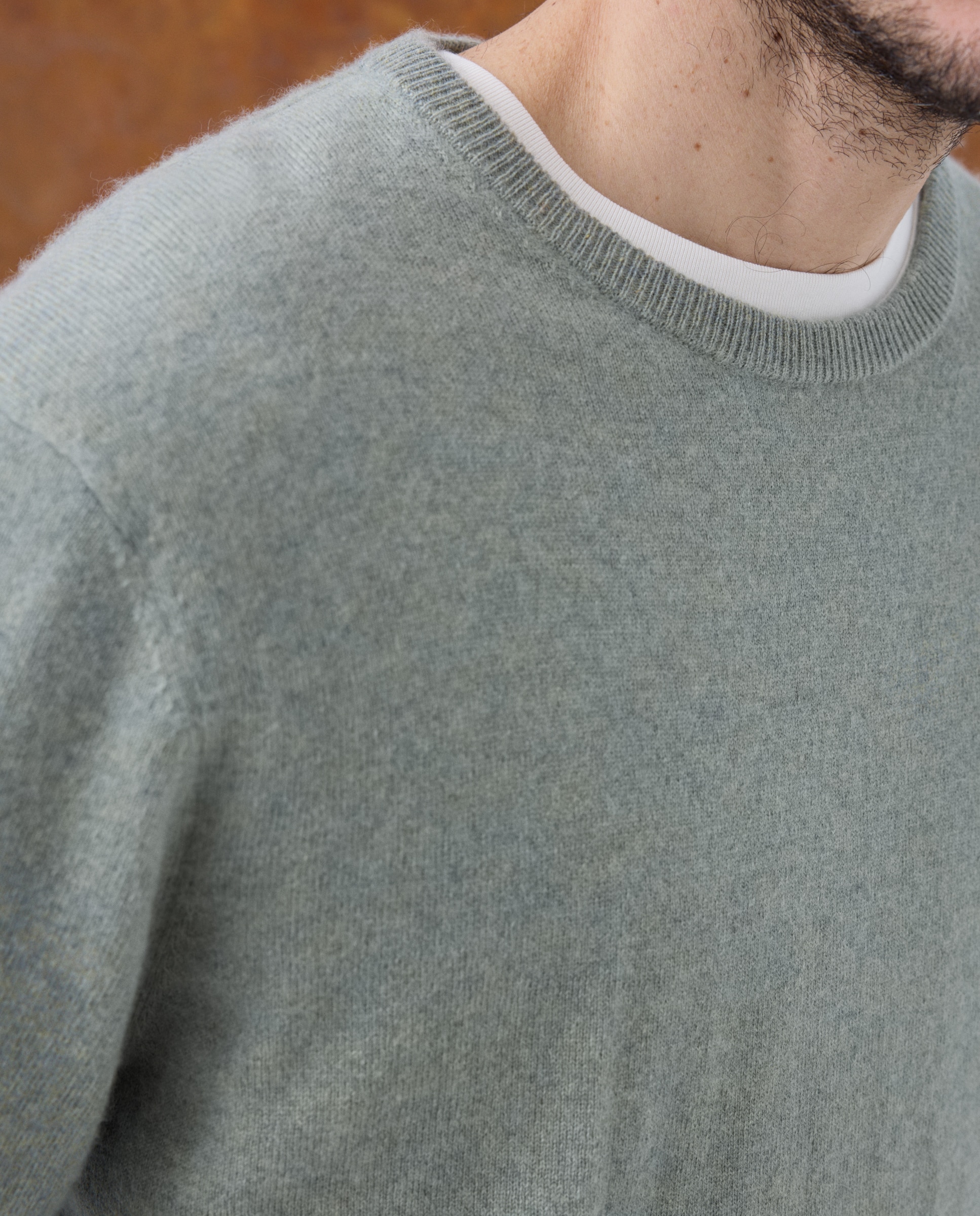 Jersey de hombre de cuello redondo liso cashmere - Emidio Tucci - Verde claro Verde claro-4