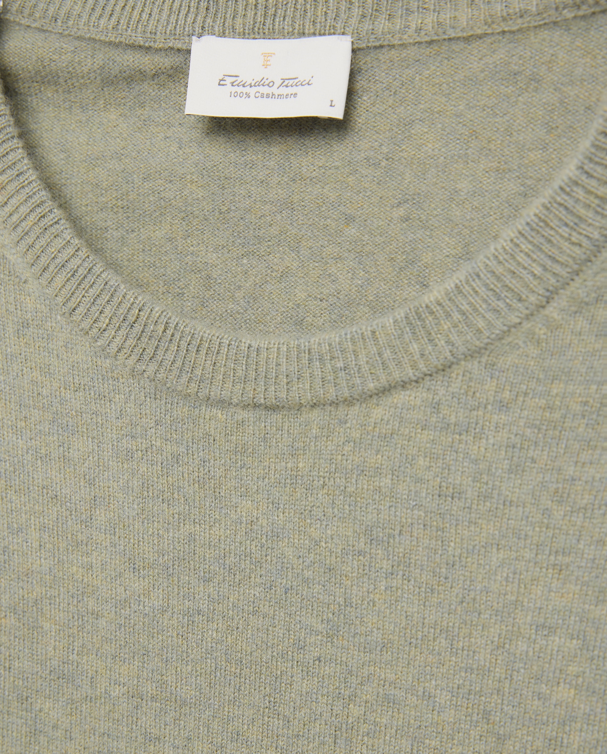 Jersey de hombre de cuello redondo liso cashmere - Emidio Tucci - Verde claro Verde claro-6