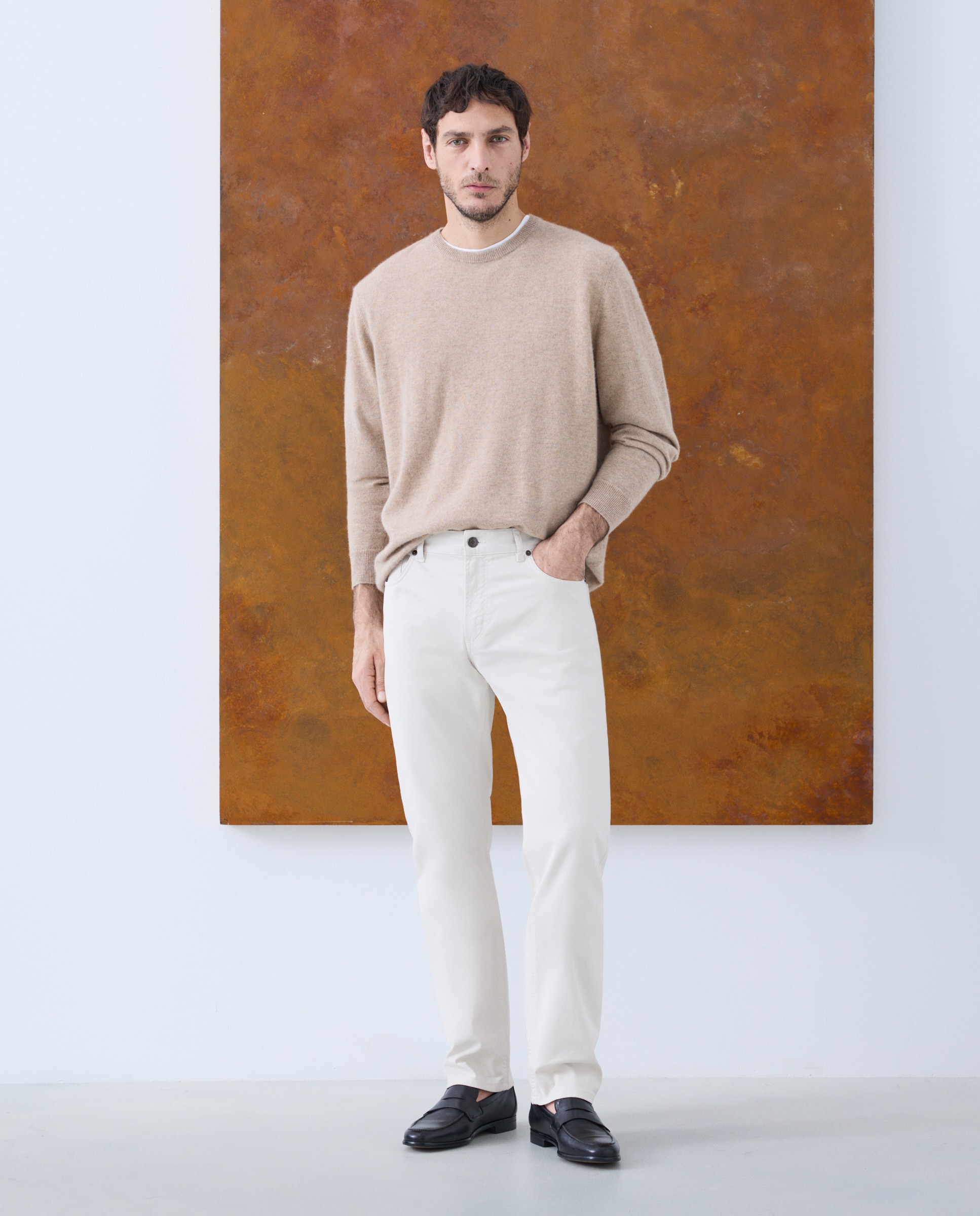 Jersey cuello redondo 100% cashmere de hombre - Emidio Tucci - Beige Beige-2