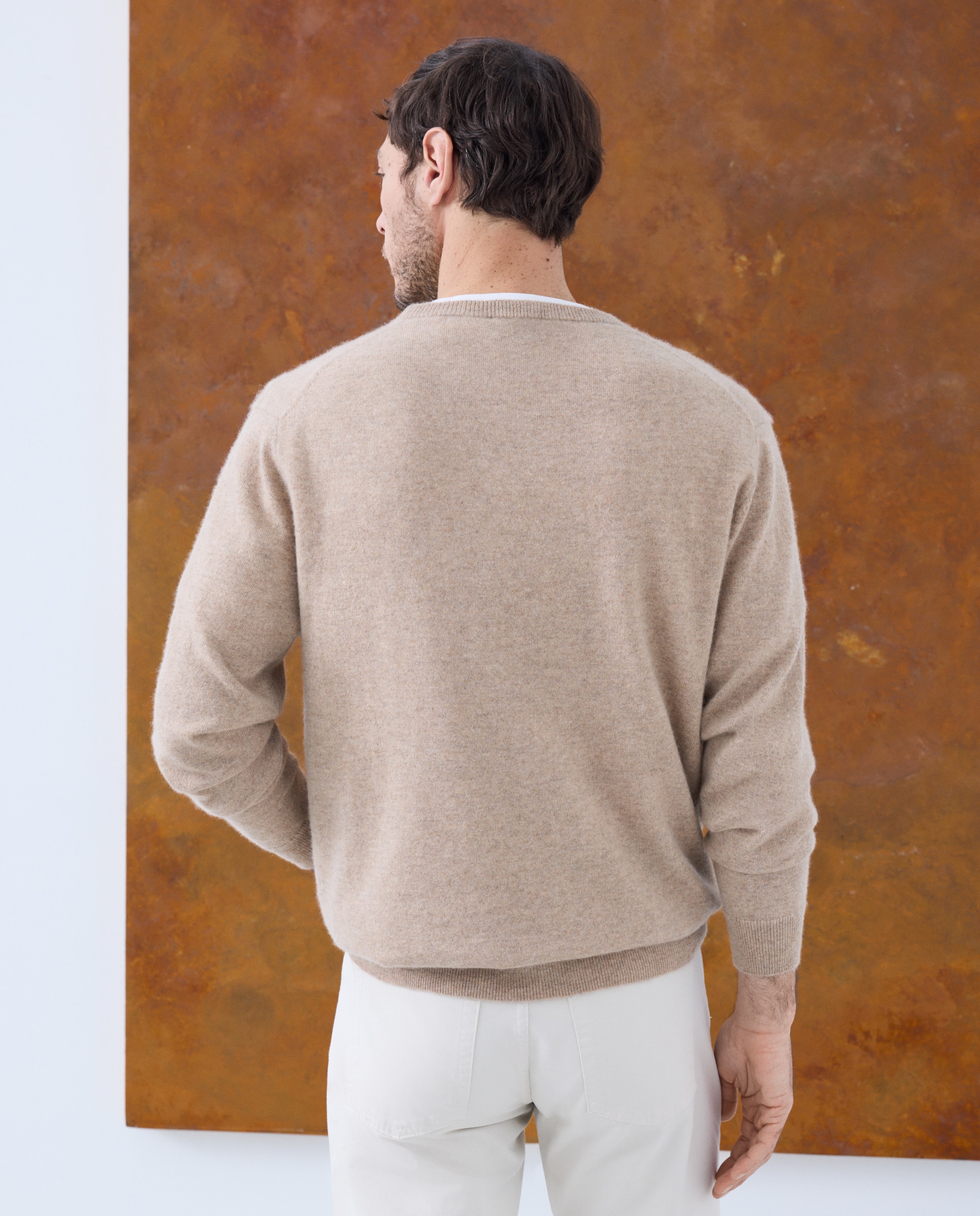 Jersey cuello redondo 100% cashmere de hombre - Emidio Tucci - Beige Beige-3