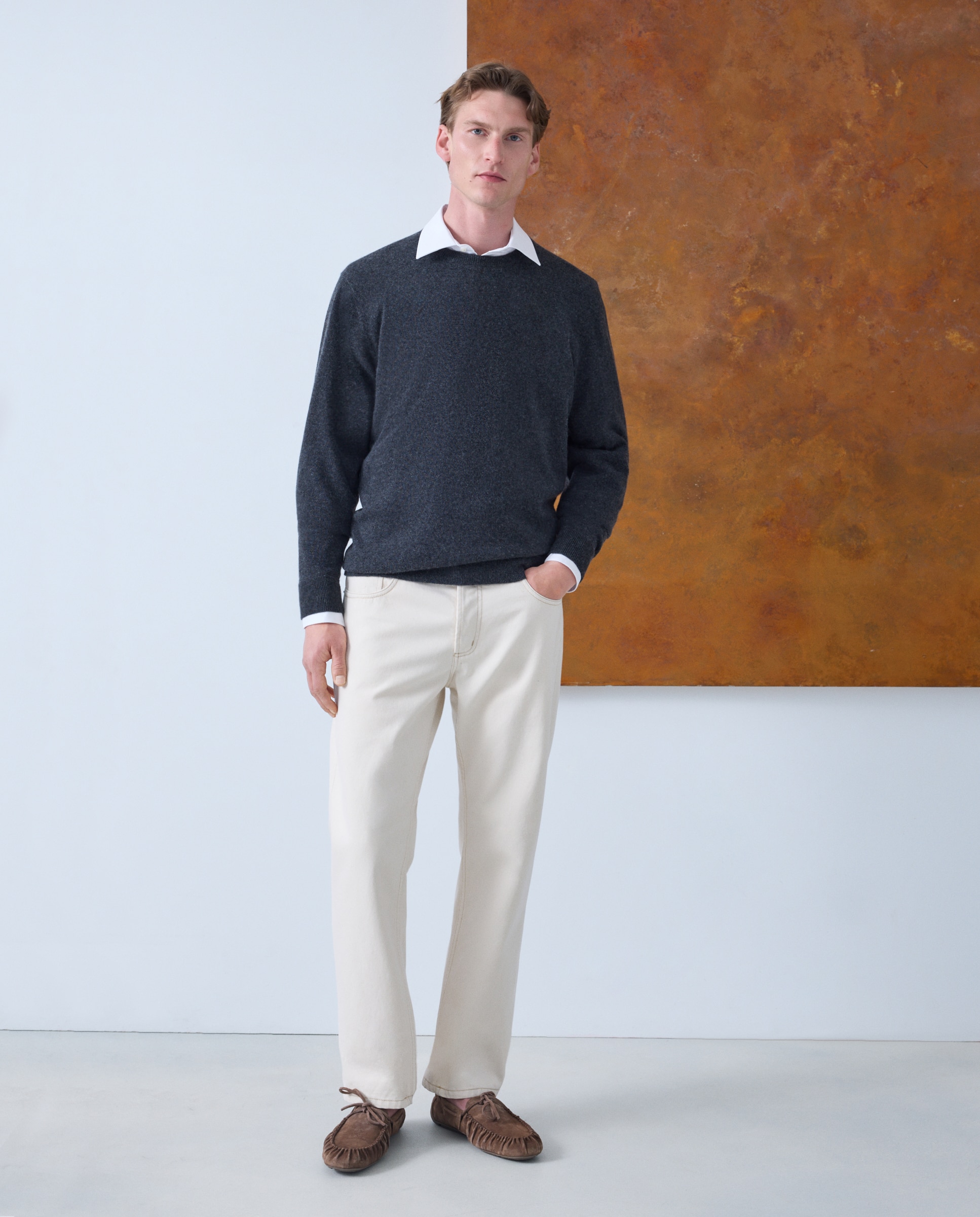 Jersey cuello redondo 100% cashmere de hombre - Emidio Tucci - Gris oscuro Gris oscuro-2