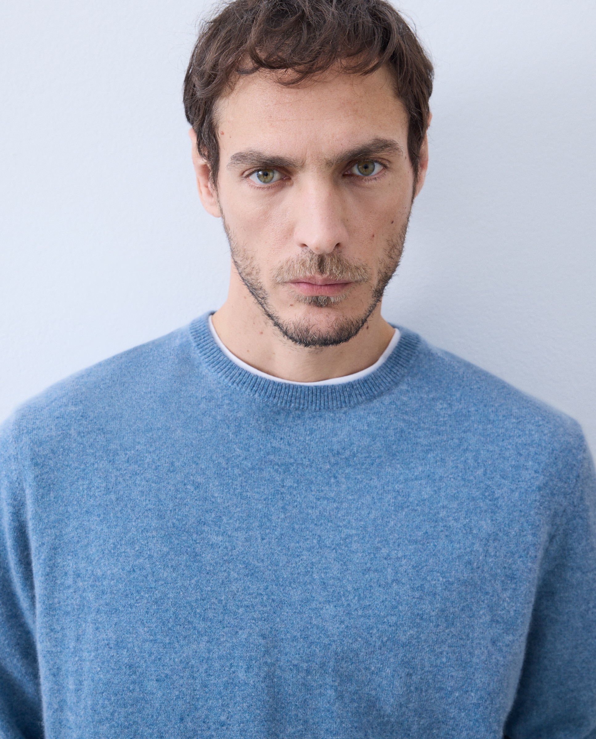 Jersey de hombre de cuello redondo liso cashmere - Emidio Tucci - Azul Azul-2