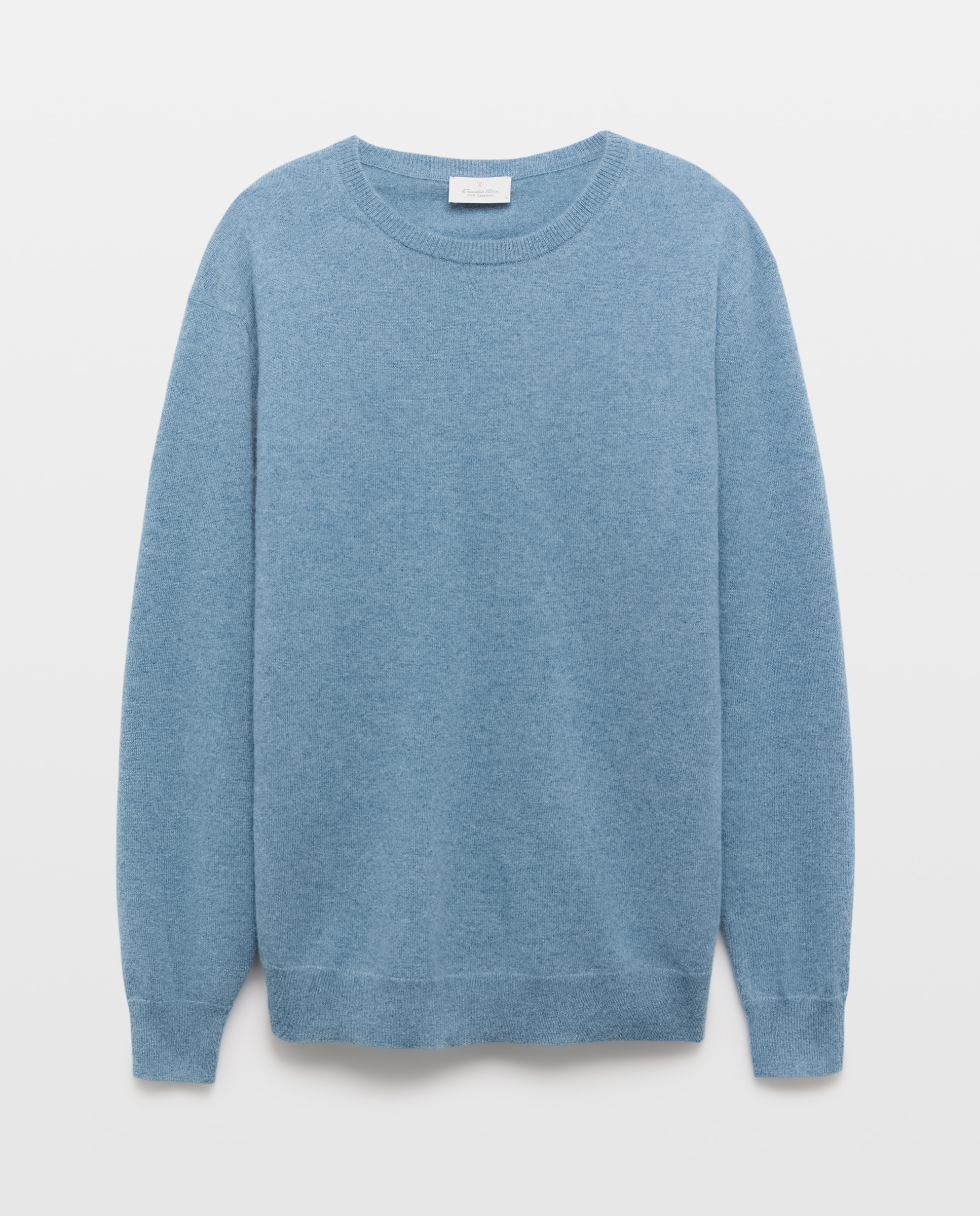 Jersey de hombre de cuello redondo liso cashmere - Emidio Tucci - Azul Azul-5