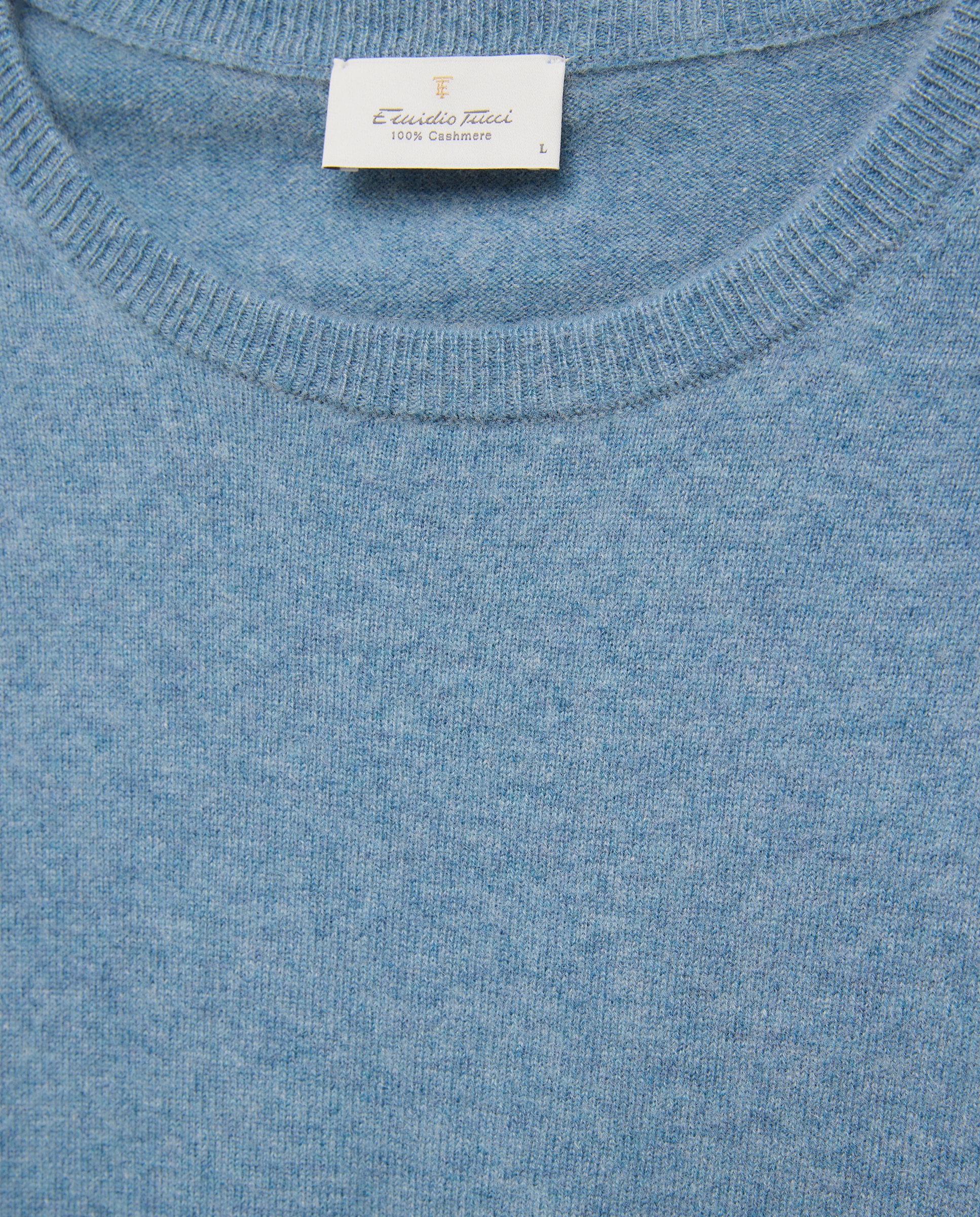 Jersey de hombre de cuello redondo liso cashmere - Emidio Tucci - Azul Azul-6