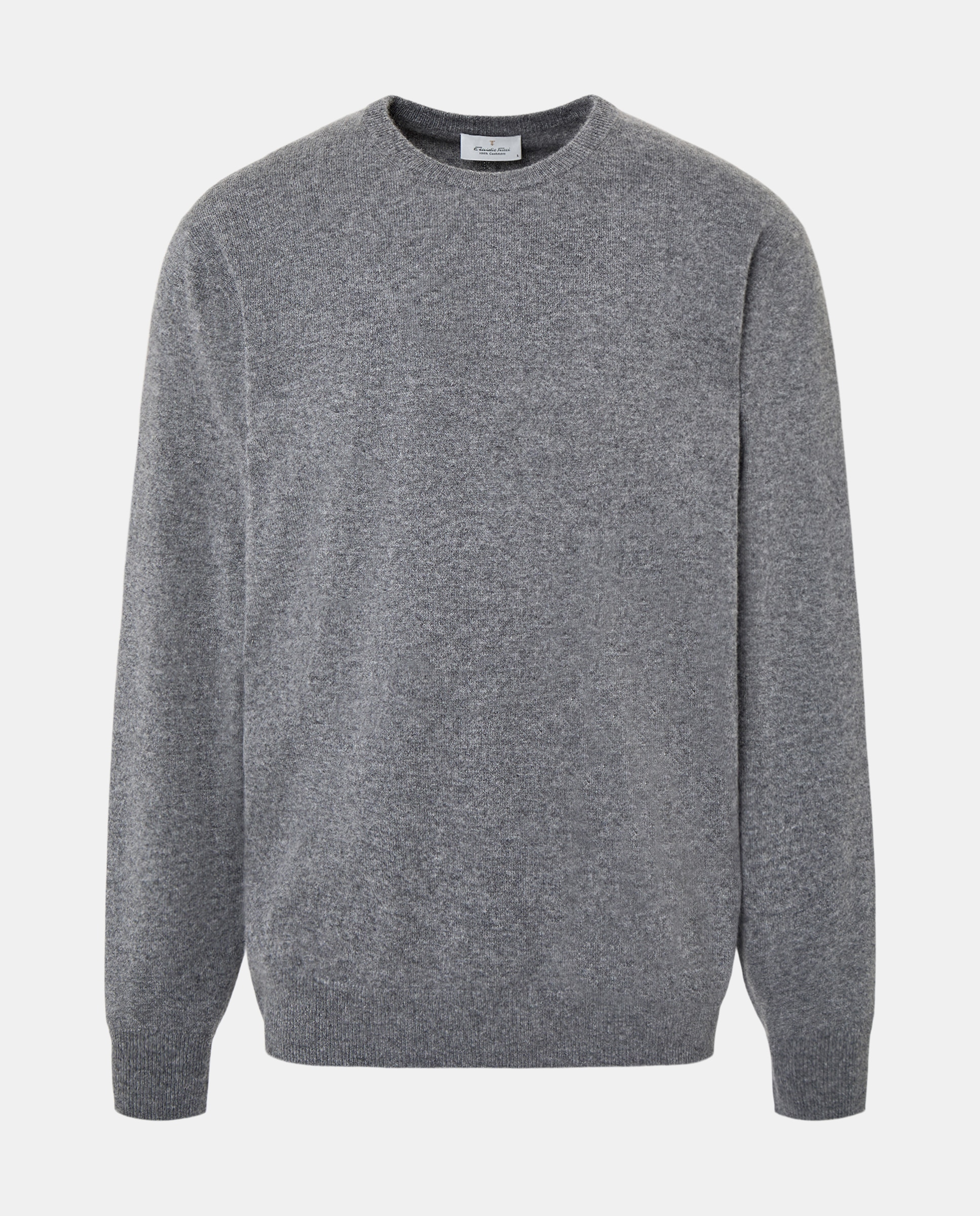 Jersey de hombre de cuello redondo liso cashmere - Emidio Tucci - Gris Gris-4