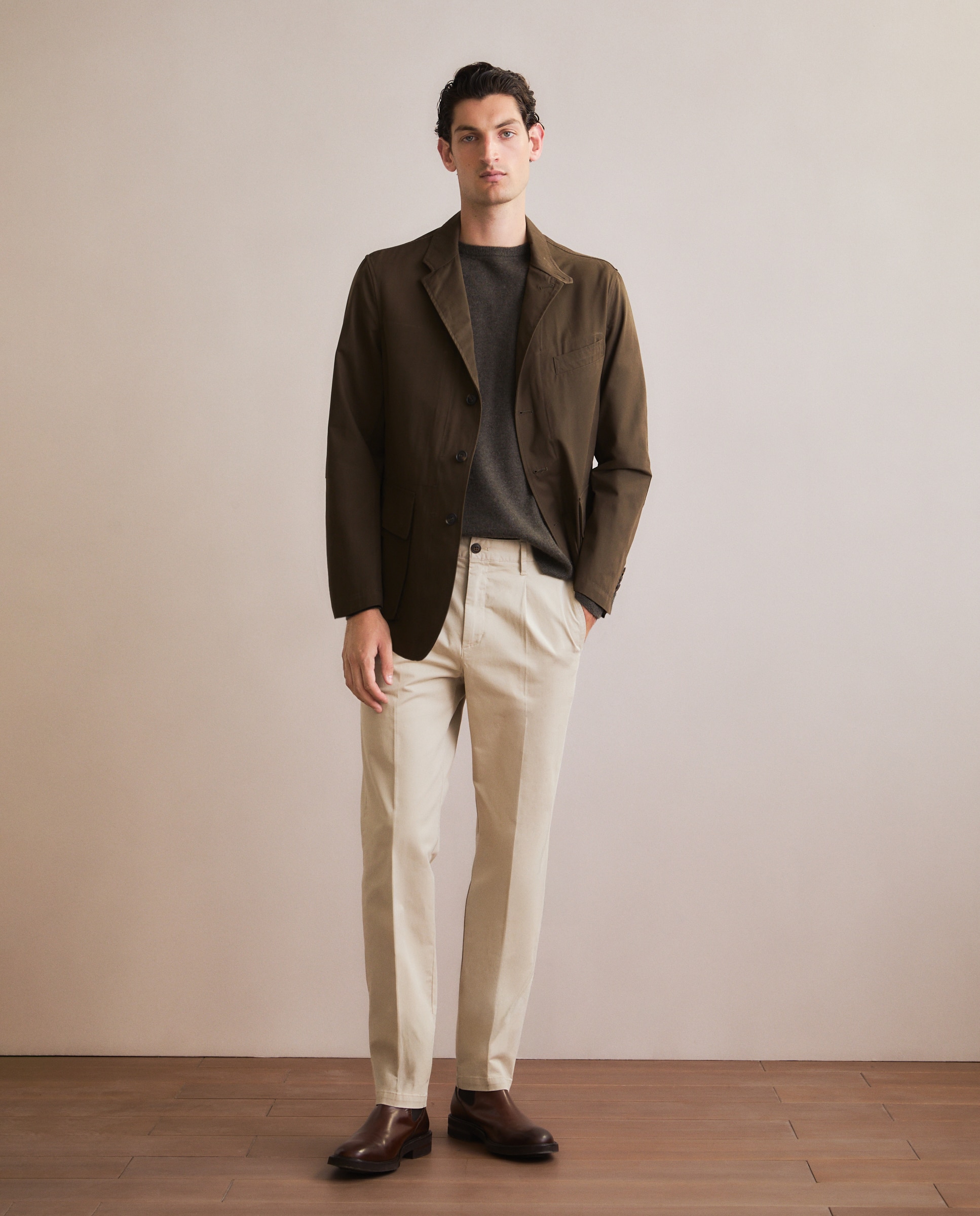 Jersey de hombre de cuello redondo liso cashmere - Emidio Tucci - Marrón Marrón-3