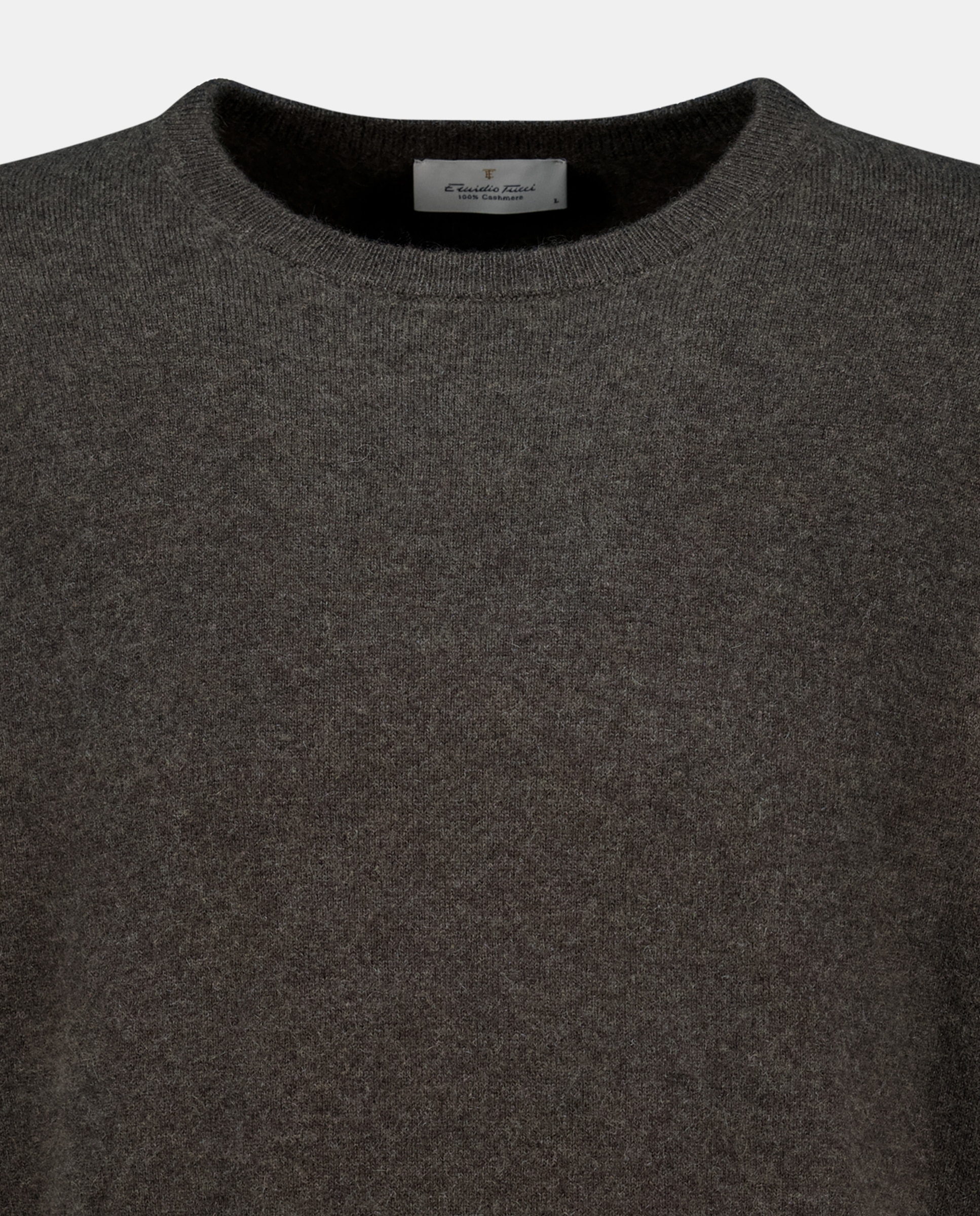 Jersey de hombre de cuello redondo liso cashmere - Emidio Tucci - Marrón Marrón-6