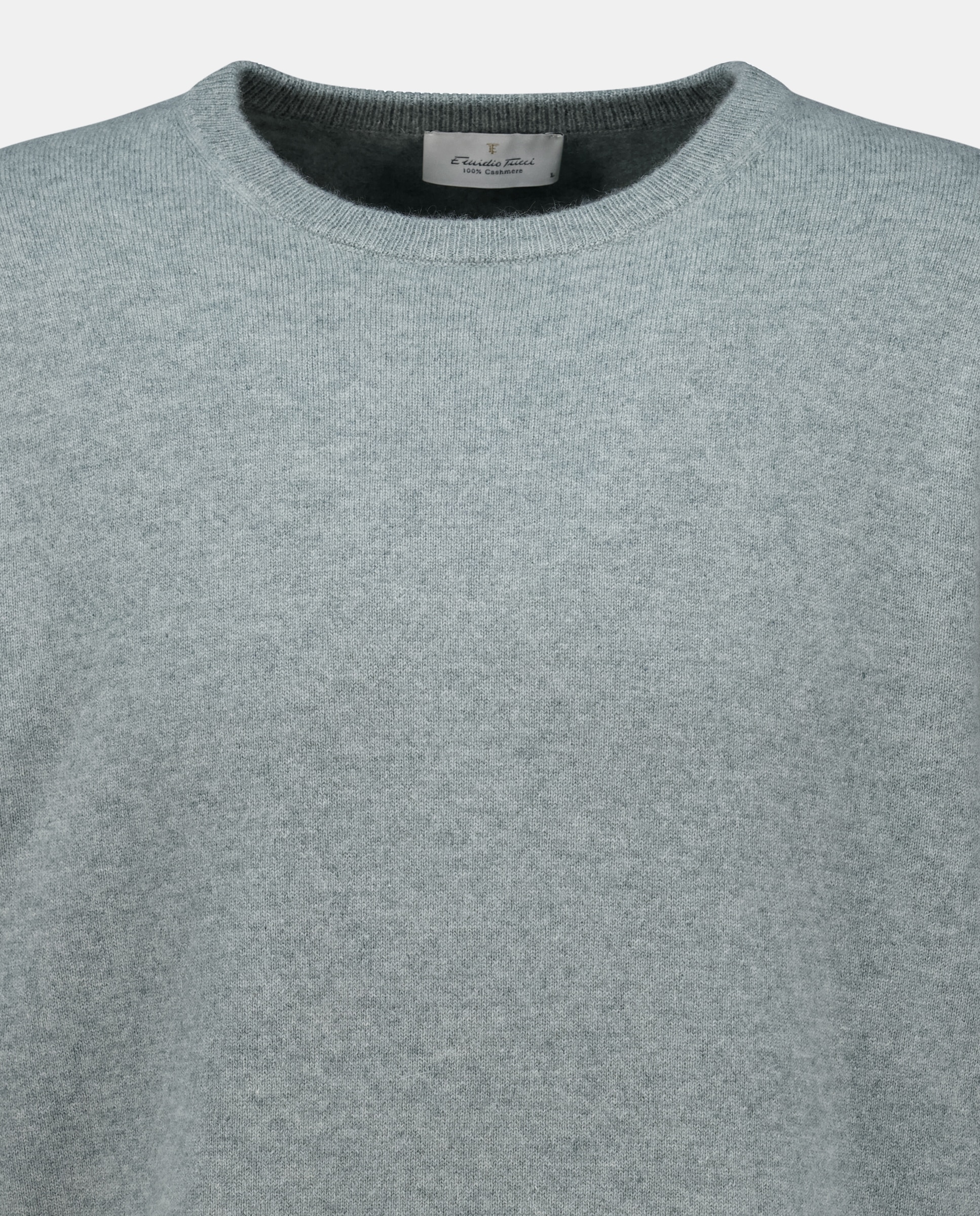 Camisola de Malha com Decote Redondo Lisa Caxemira Verde Água-5