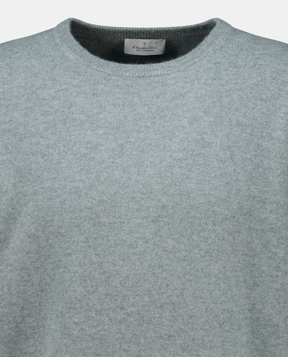 Camisola de Malha com Decote Redondo Lisa Caxemira Verde Água-5