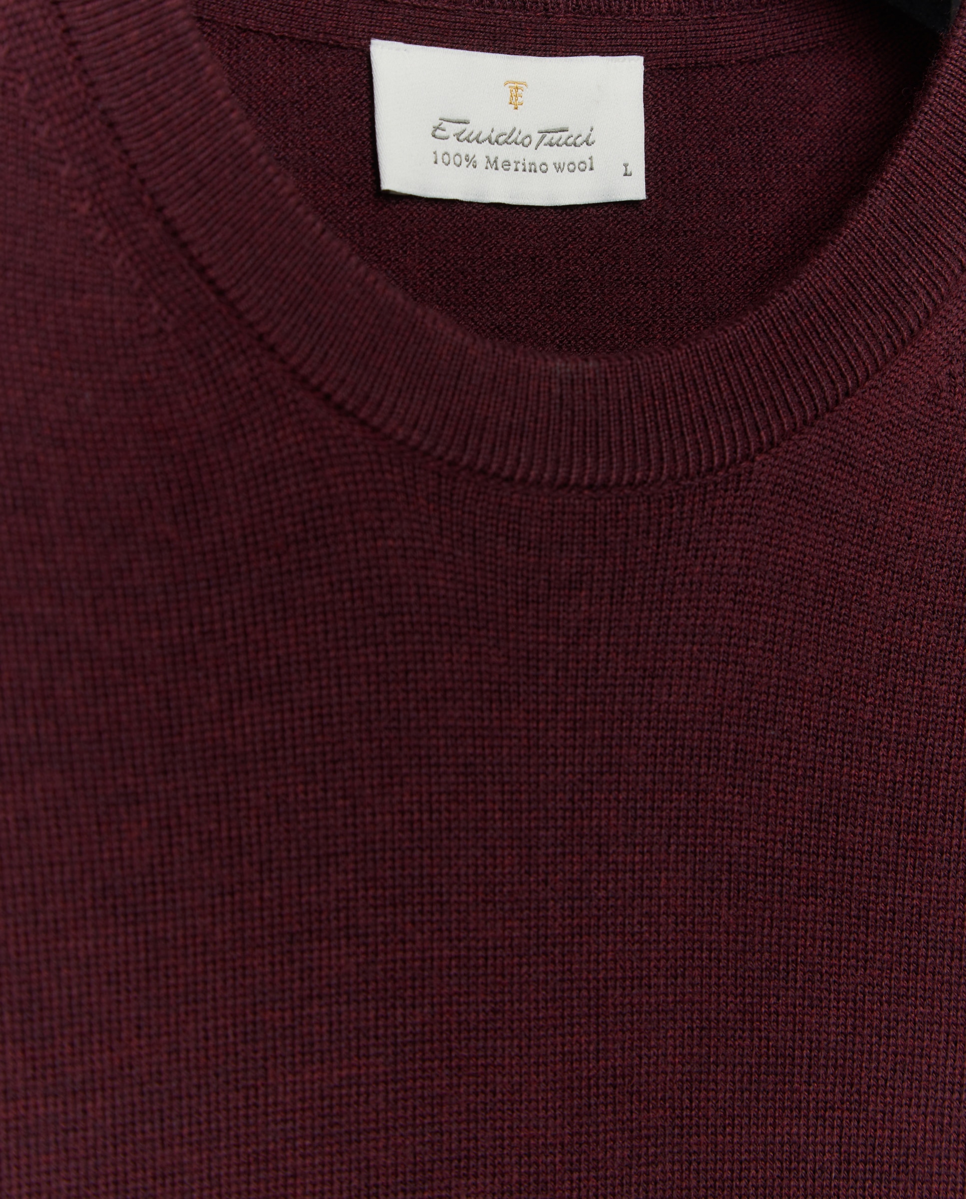 Jersey cuello redondo lavable 100% lana merino de hombre - Emidio Tucci - Granate Granate-5