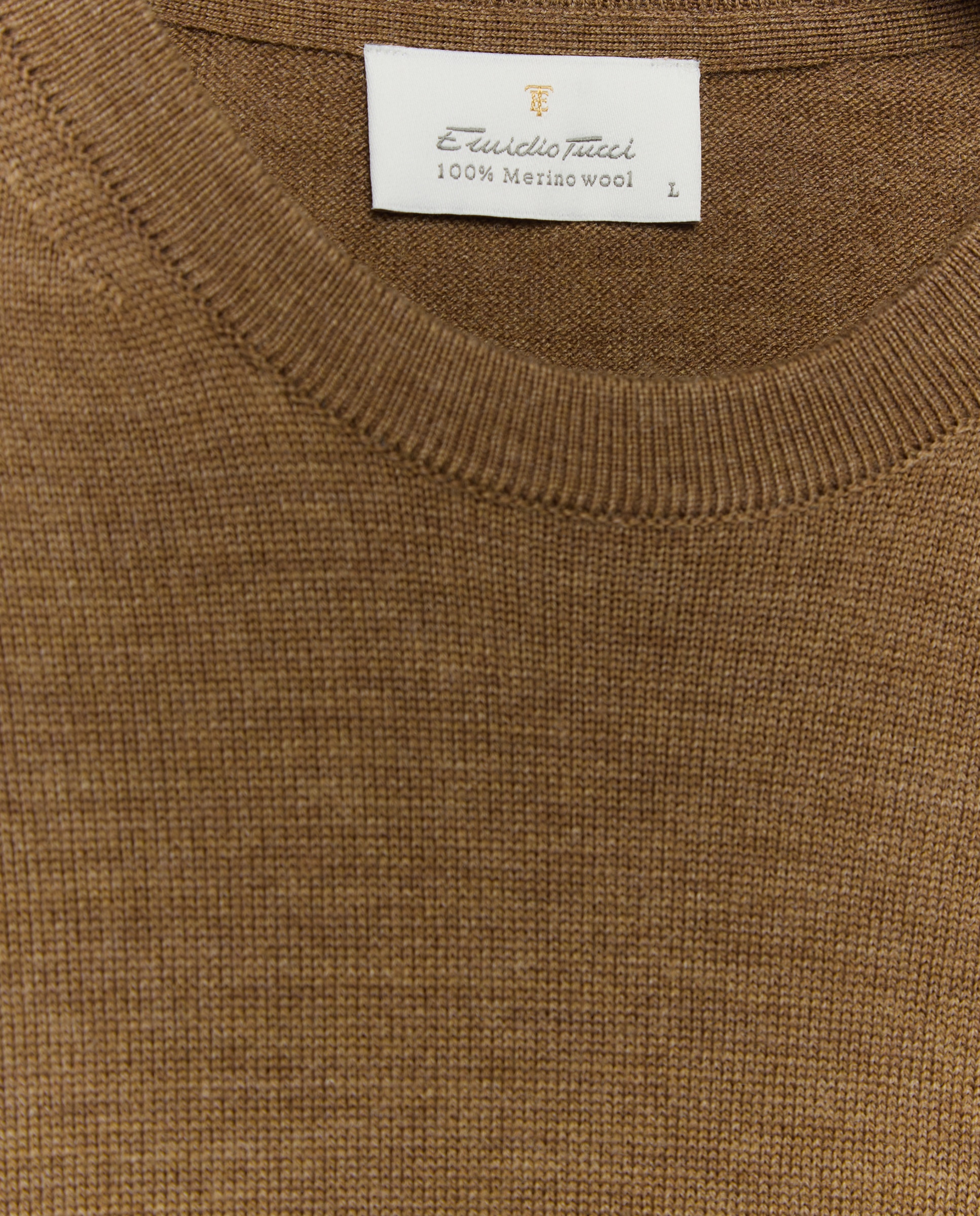 Jersey cuello redondo lavable 100% lana merino de hombre - Emidio Tucci - Marrón claro Marrón claro-5