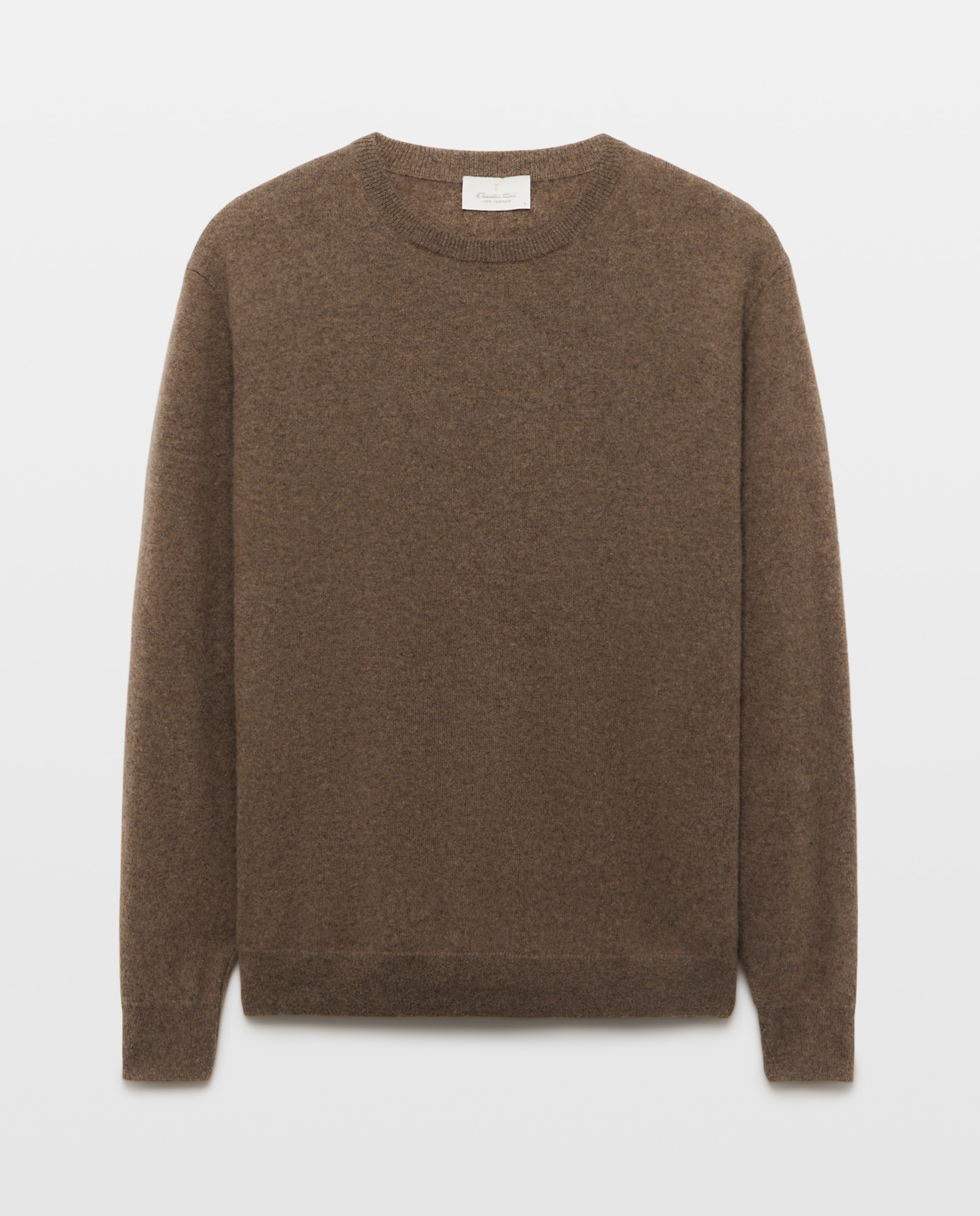 Jersey de hombre de cuello redondo liso cashmere - Emidio Tucci - Marrón claro Marrón claro-4