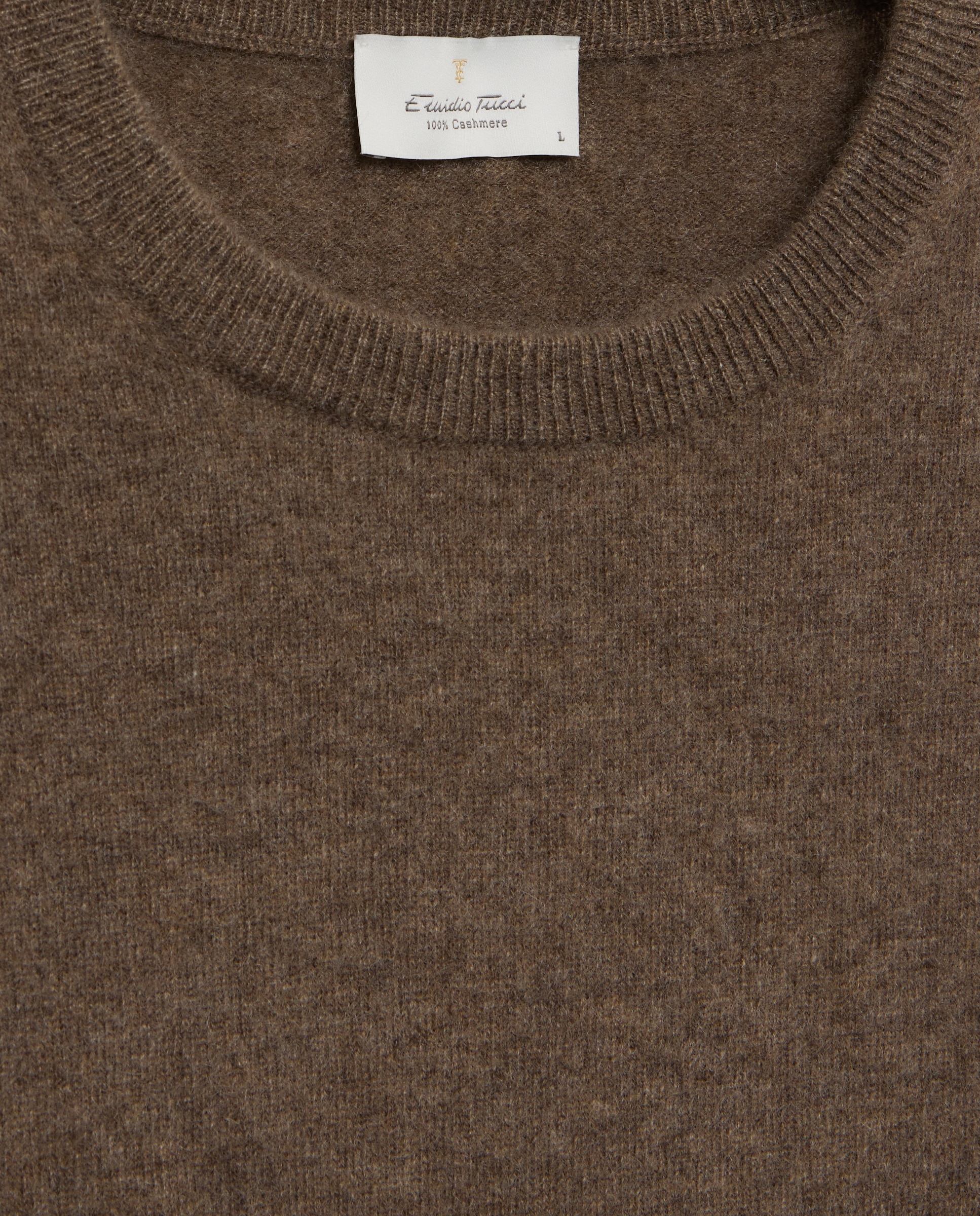 Jersey de hombre de cuello redondo liso cashmere - Emidio Tucci - Marrón claro Marrón claro-5