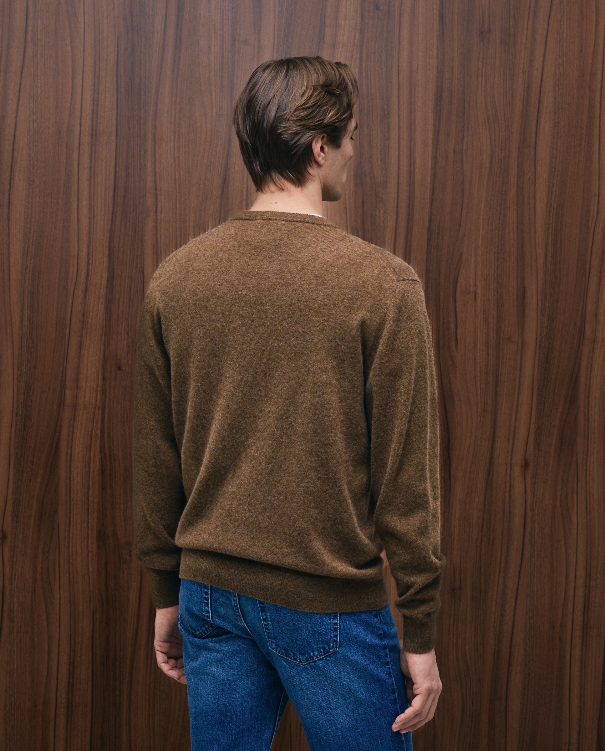 Jersey de hombre de cuello redondo liso cashmere - Emidio Tucci - Marrón Marrón-3