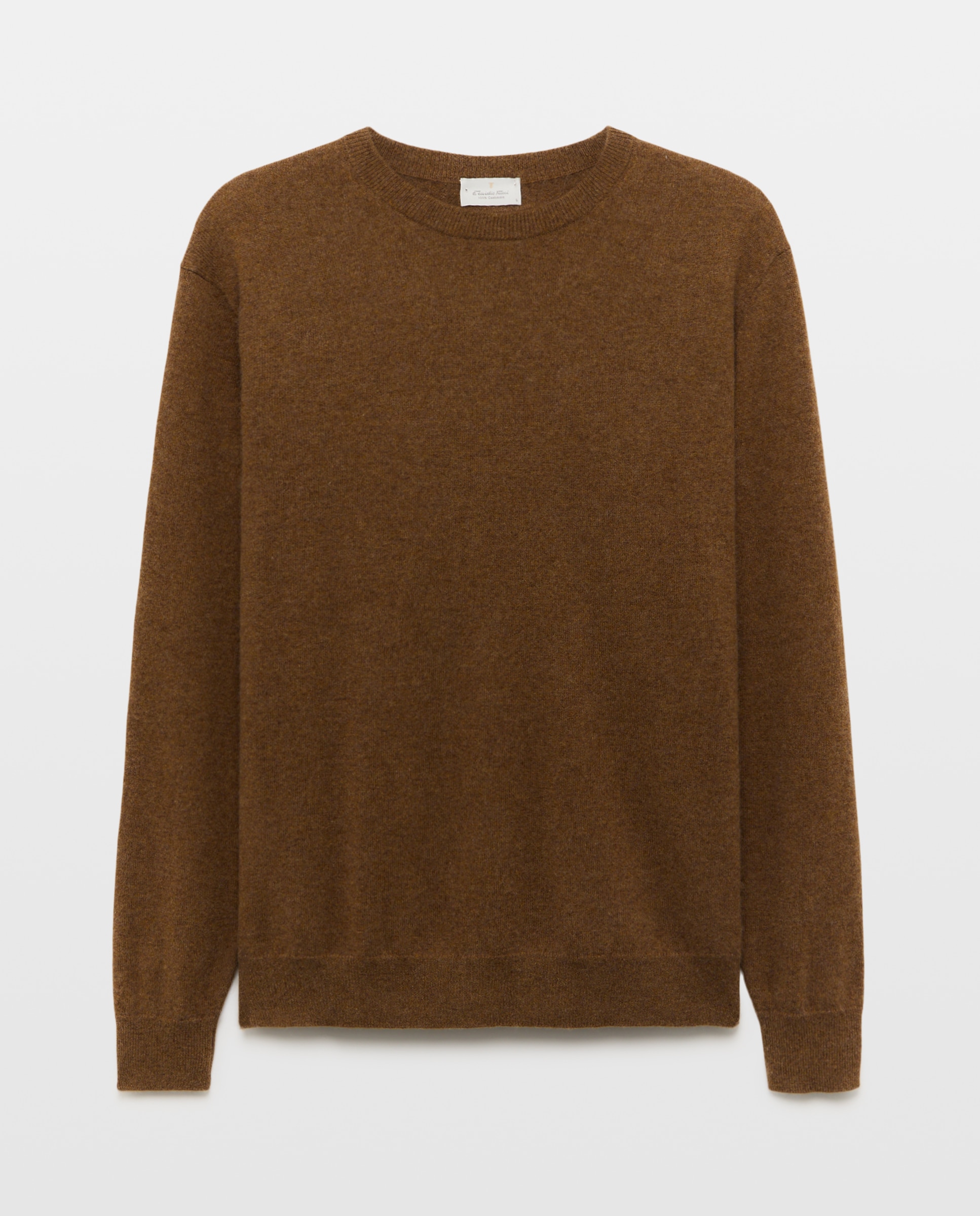 Jersey de hombre de cuello redondo liso cashmere - Emidio Tucci - Marrón Marrón-4