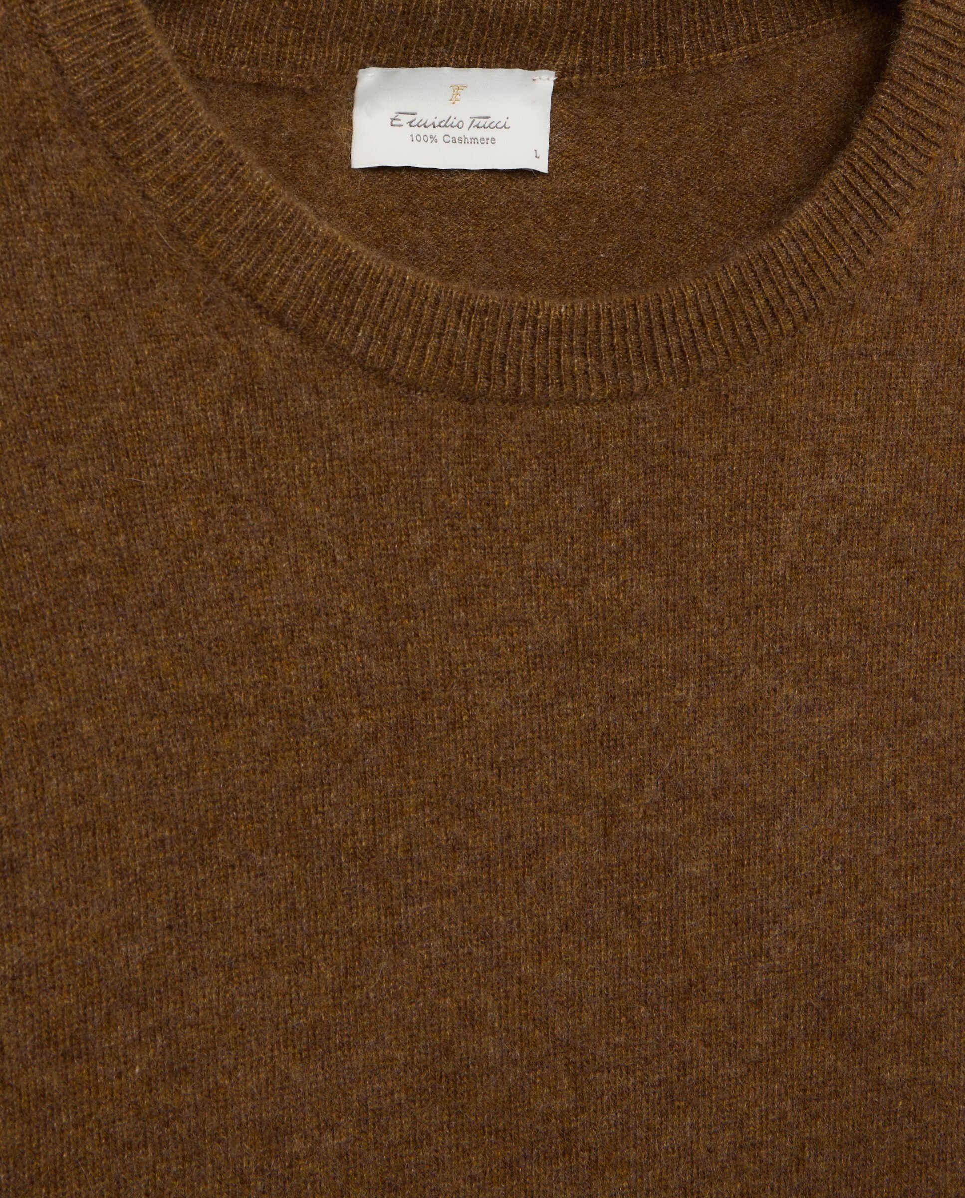 Jersey de hombre de cuello redondo liso cashmere - Emidio Tucci - Marrón Marrón-5