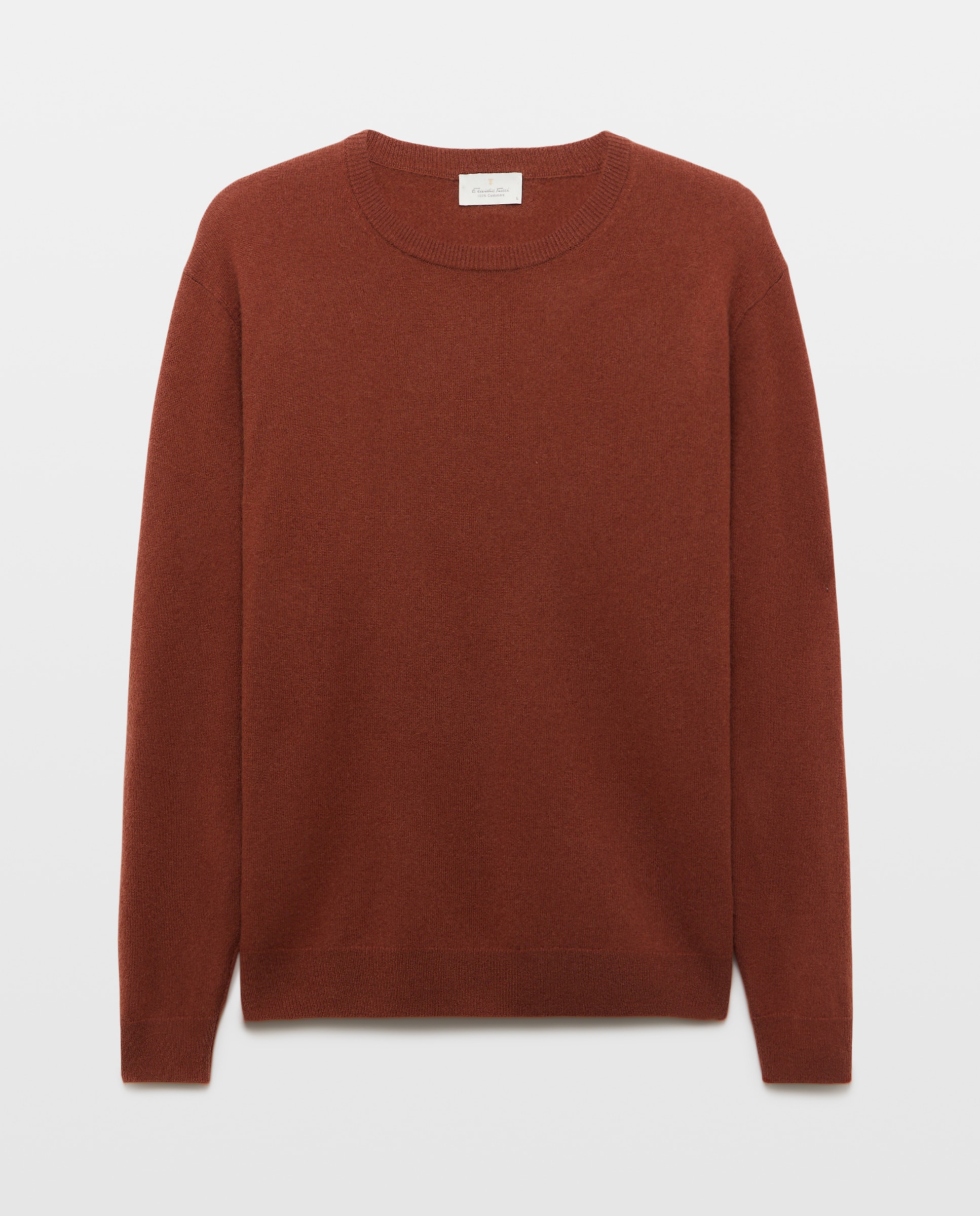 Jersey de hombre de cuello redondo liso cashmere - Emidio Tucci - Naranja Naranja-4