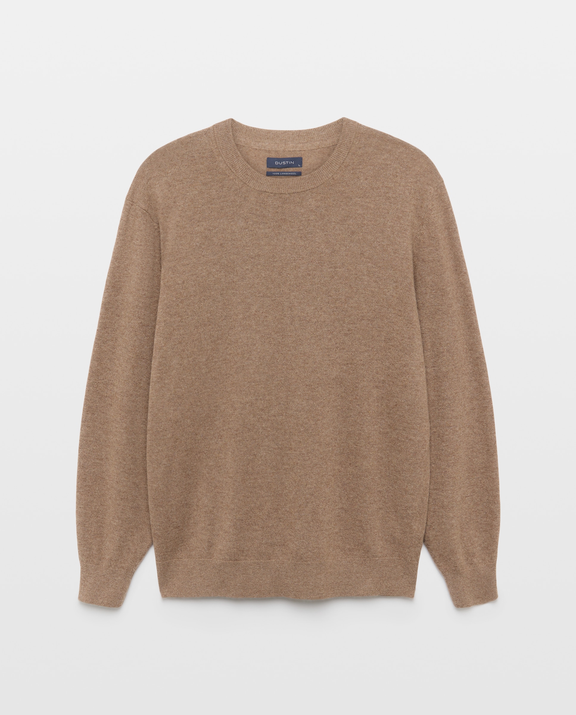Jersey cuello redondo liso100% lambswool de hombre - Dustin - Marrón claro Marrón claro-1