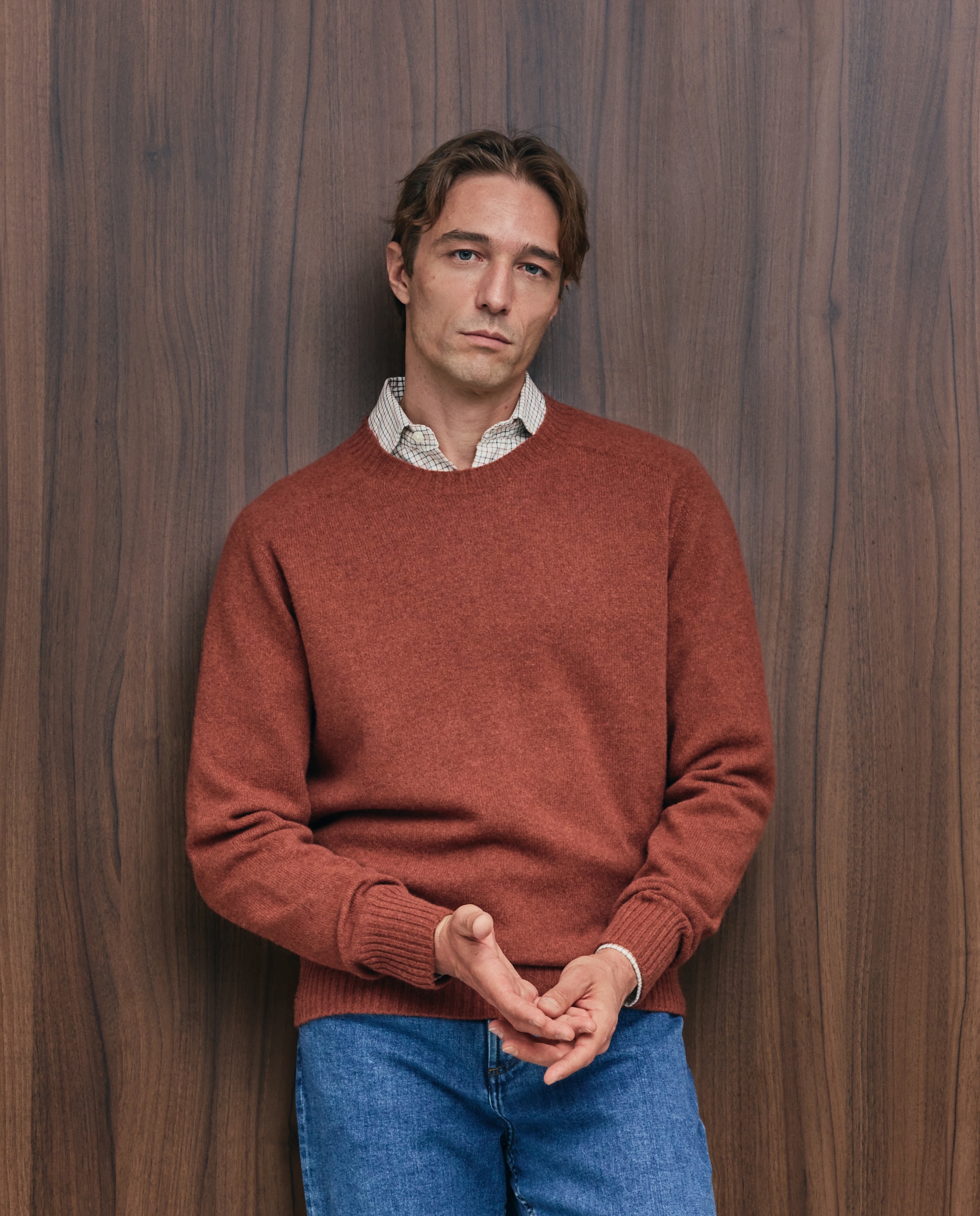 Jersey de hombre de cuello redondo liso lana yak - Emidio Tucci - Rojo Rojo-1