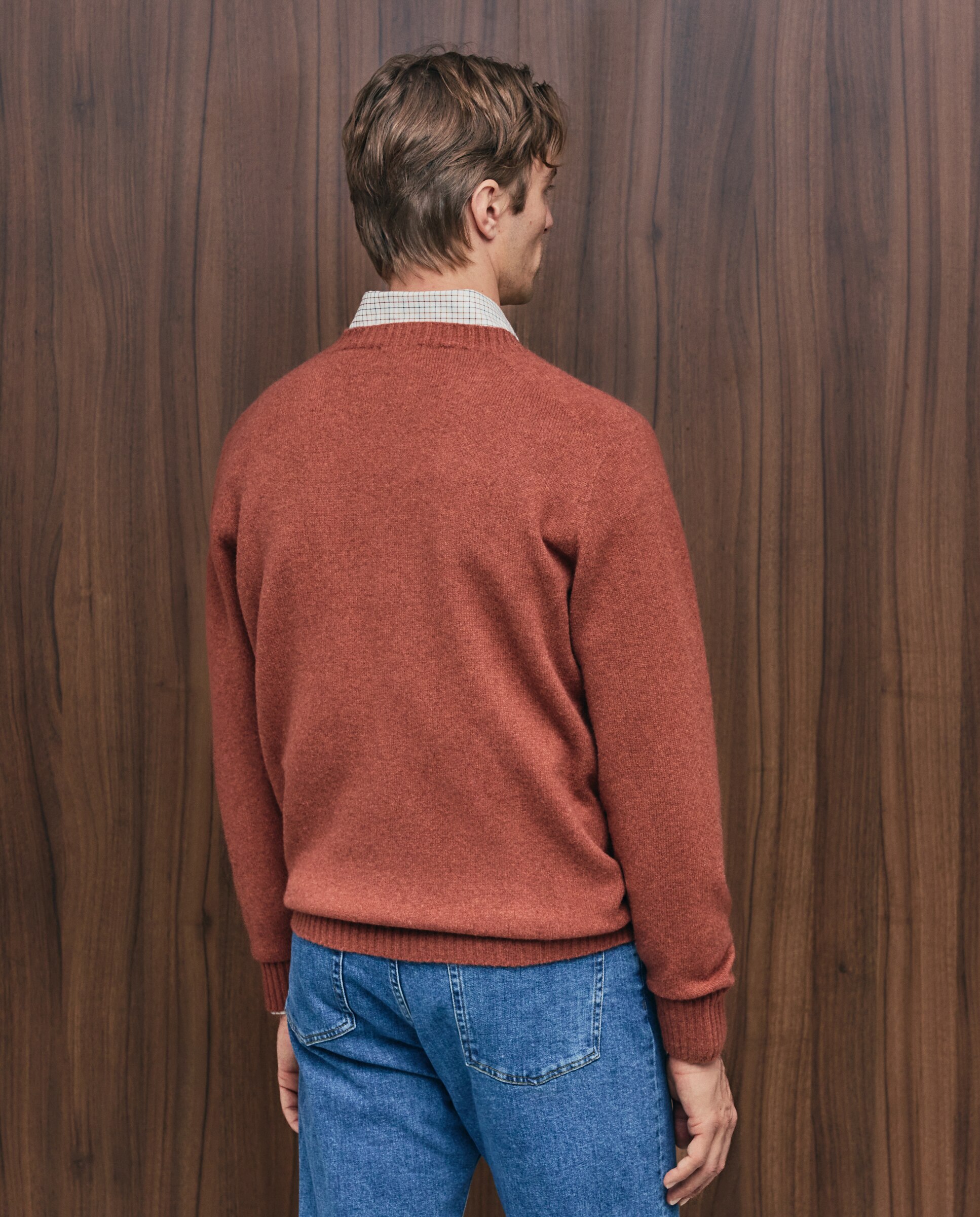 Jersey de hombre de cuello redondo liso lana yak - Emidio Tucci - Rojo Rojo-3