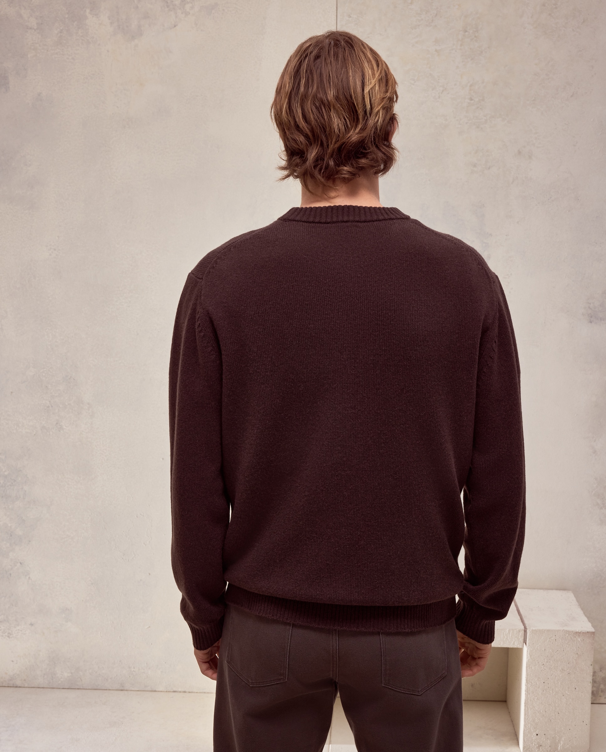 Jersey cuello redondo rombos lana - Dustin - cashmere de hombre - Marrón Marrón-3