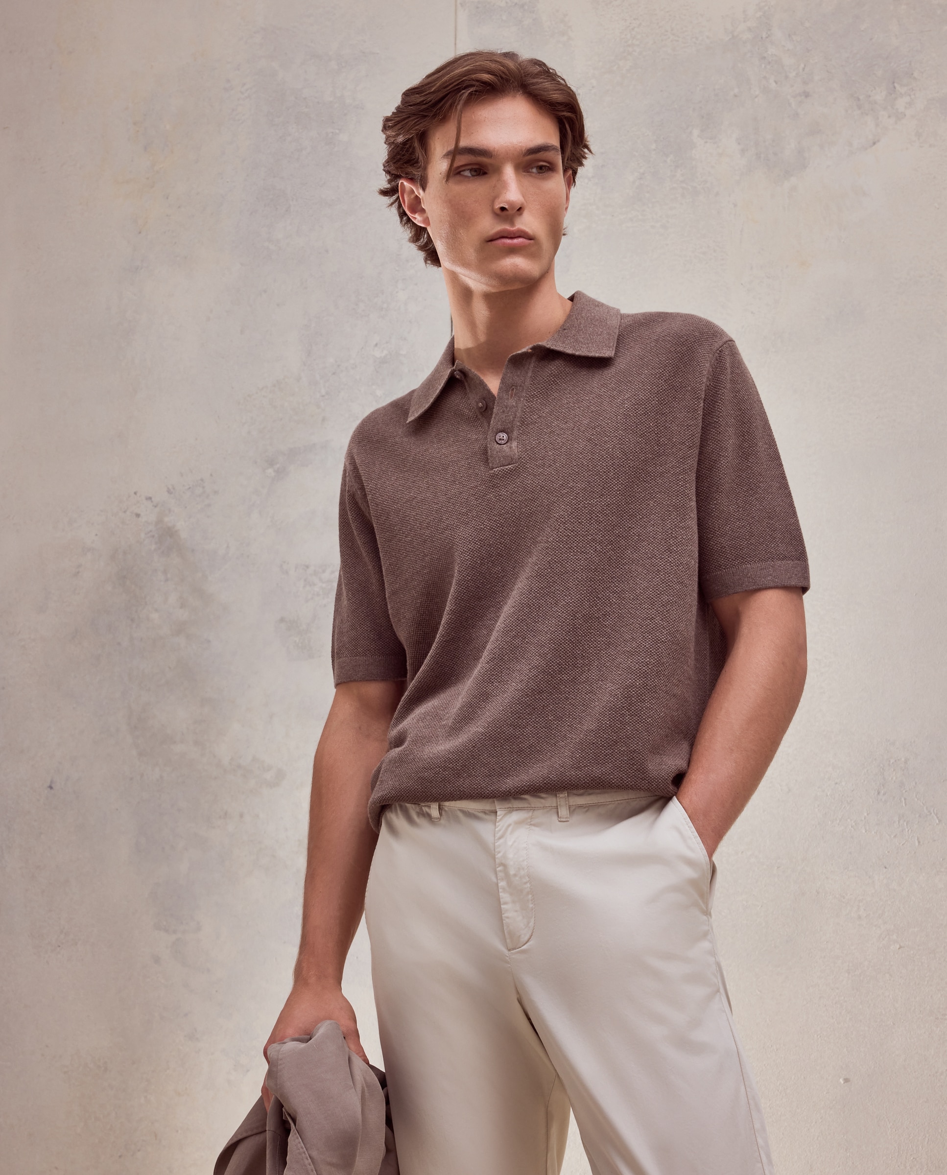 Sueter cuello polo manga corta estructura hombre - Dustin - Marrón Marrón-1