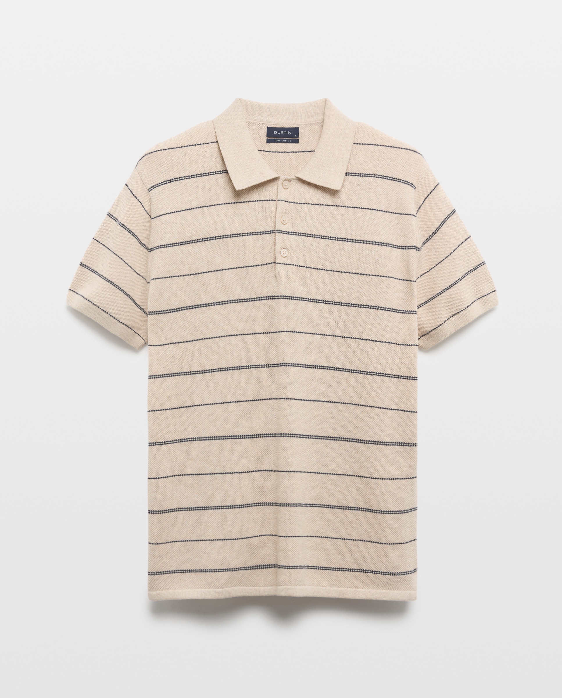 Imagem 0 de Camisola de Estrutura às Riscas com Colarinho de Polo e Manga Curta
