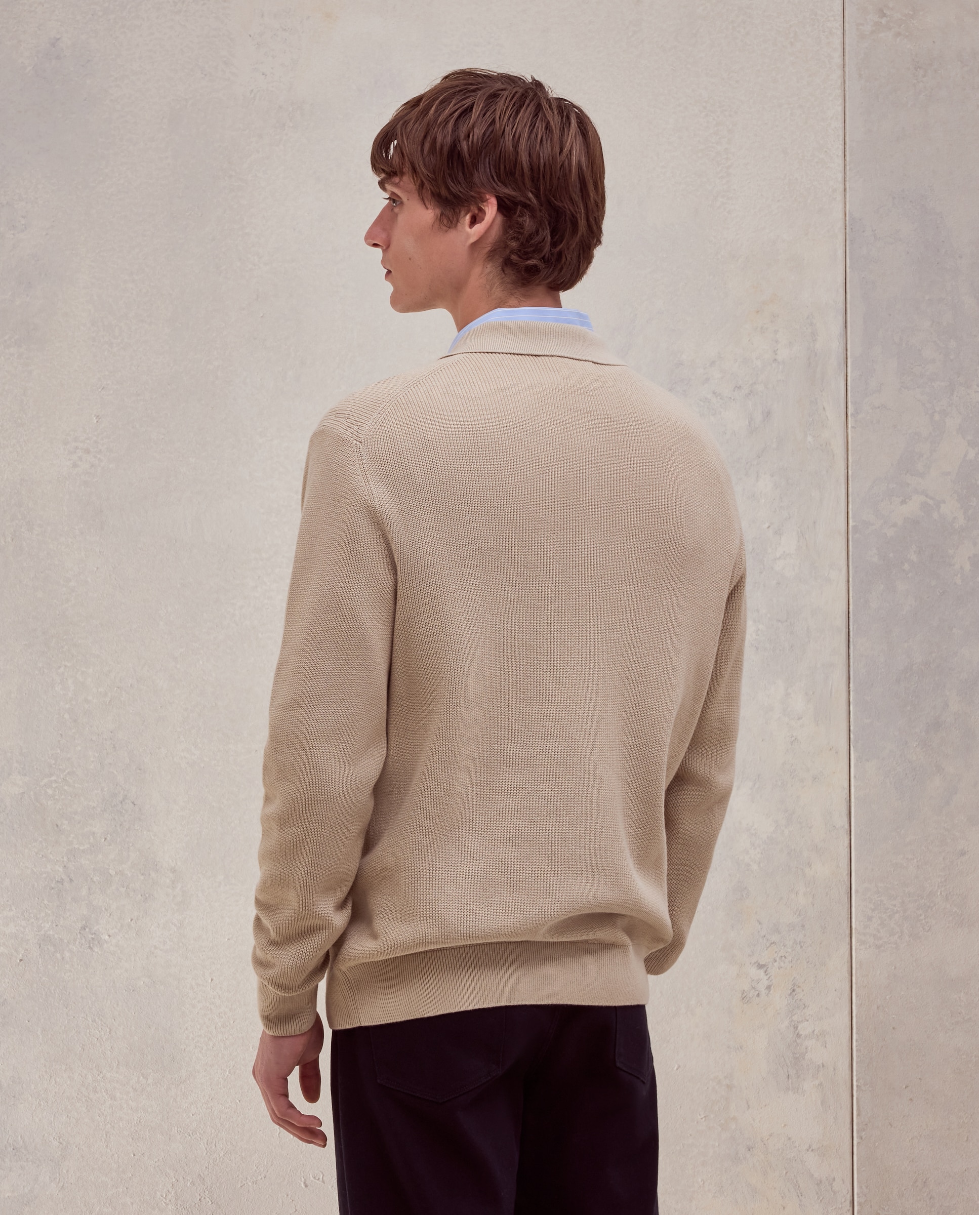 Jersey cuello polo canale 100% algodón de hombre - Dustin - Beige Beige-3