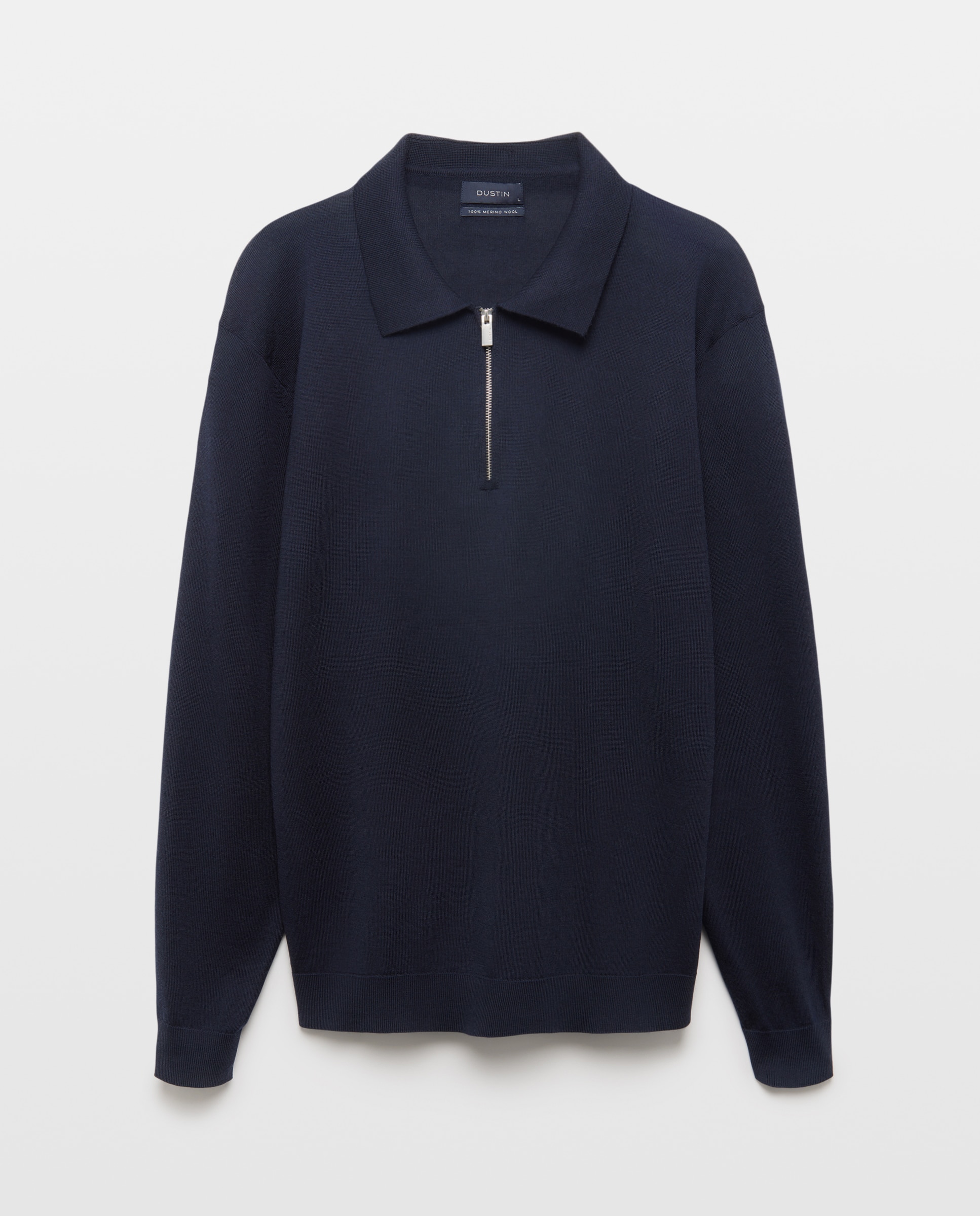 Jersey cuello Polo cremallera 100% merino extrafine de hombre - Dustin - Azul marino Azul marino-4