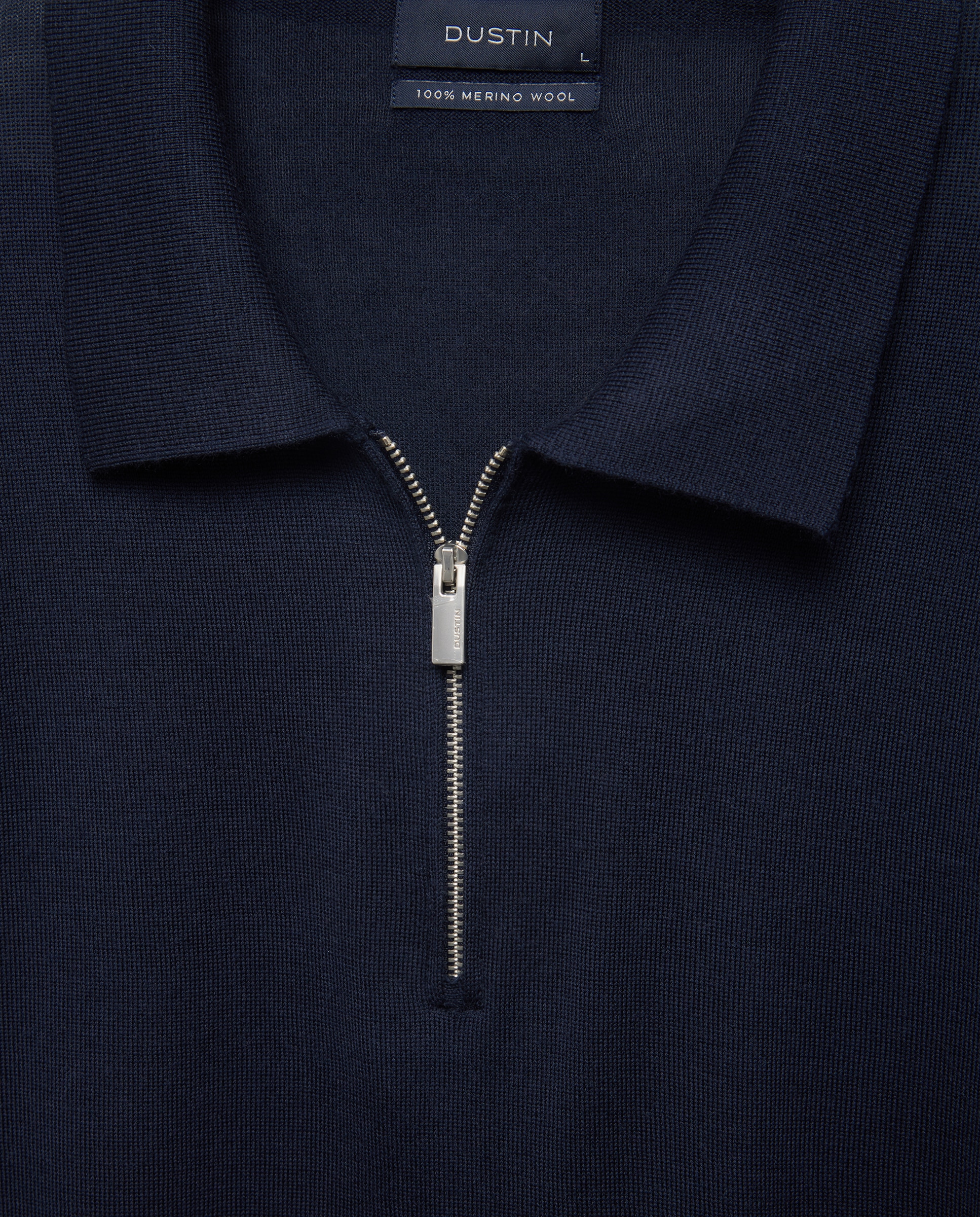 Jersey cuello Polo cremallera 100% merino extrafine de hombre - Dustin - Azul marino Azul marino-5